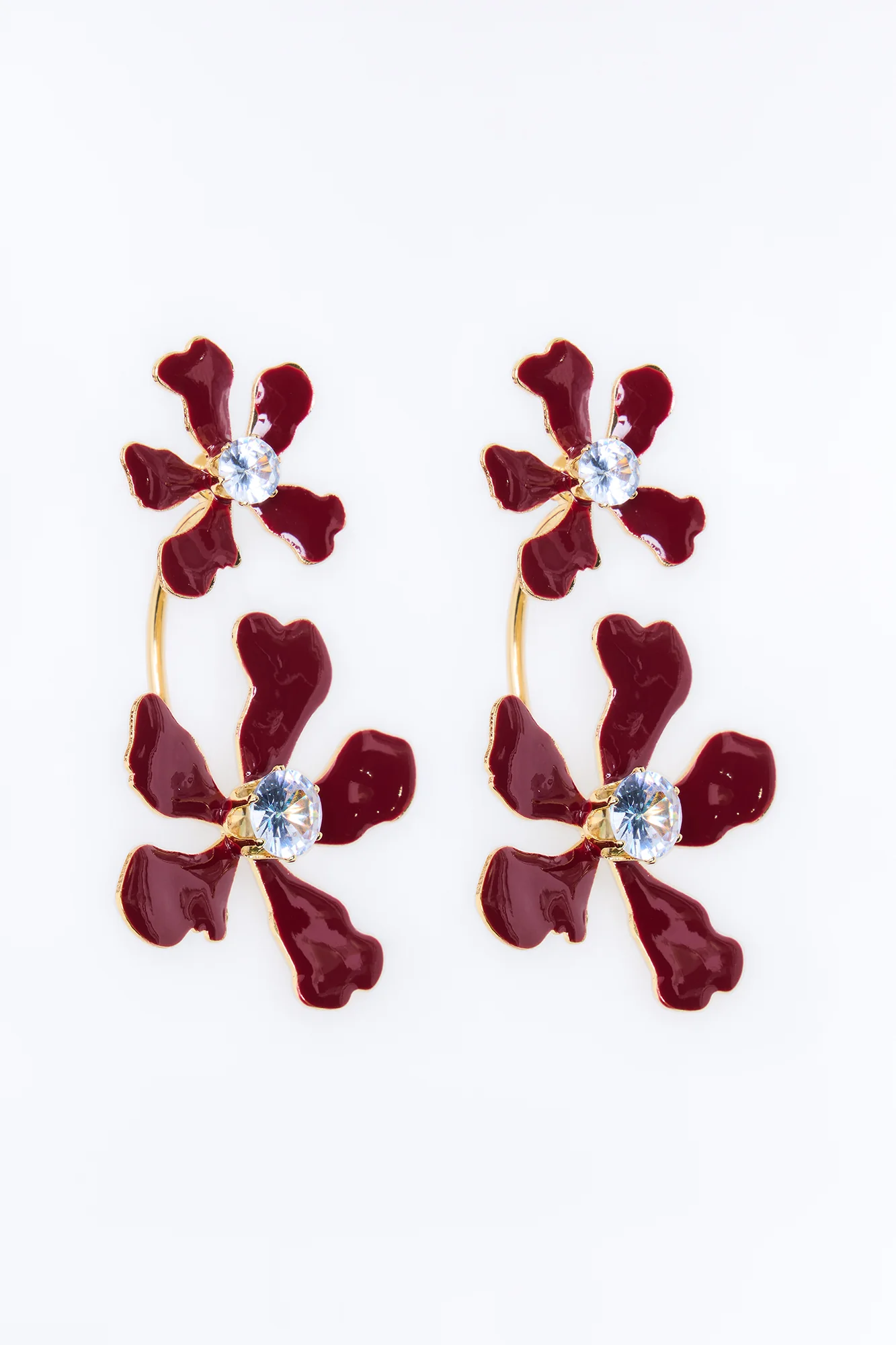Rare Flower Drop Earrings - Burgundy - Image 3
