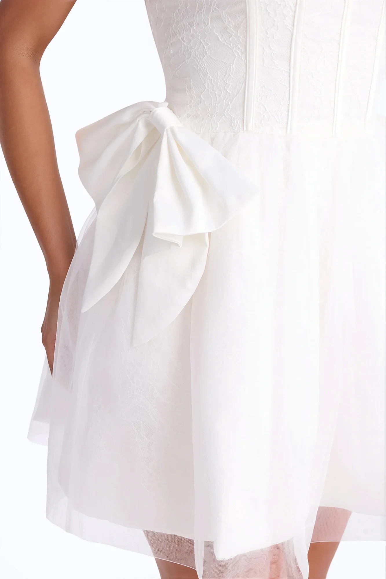 Rayna Embellished Lace Mini Dress - White - Image 3