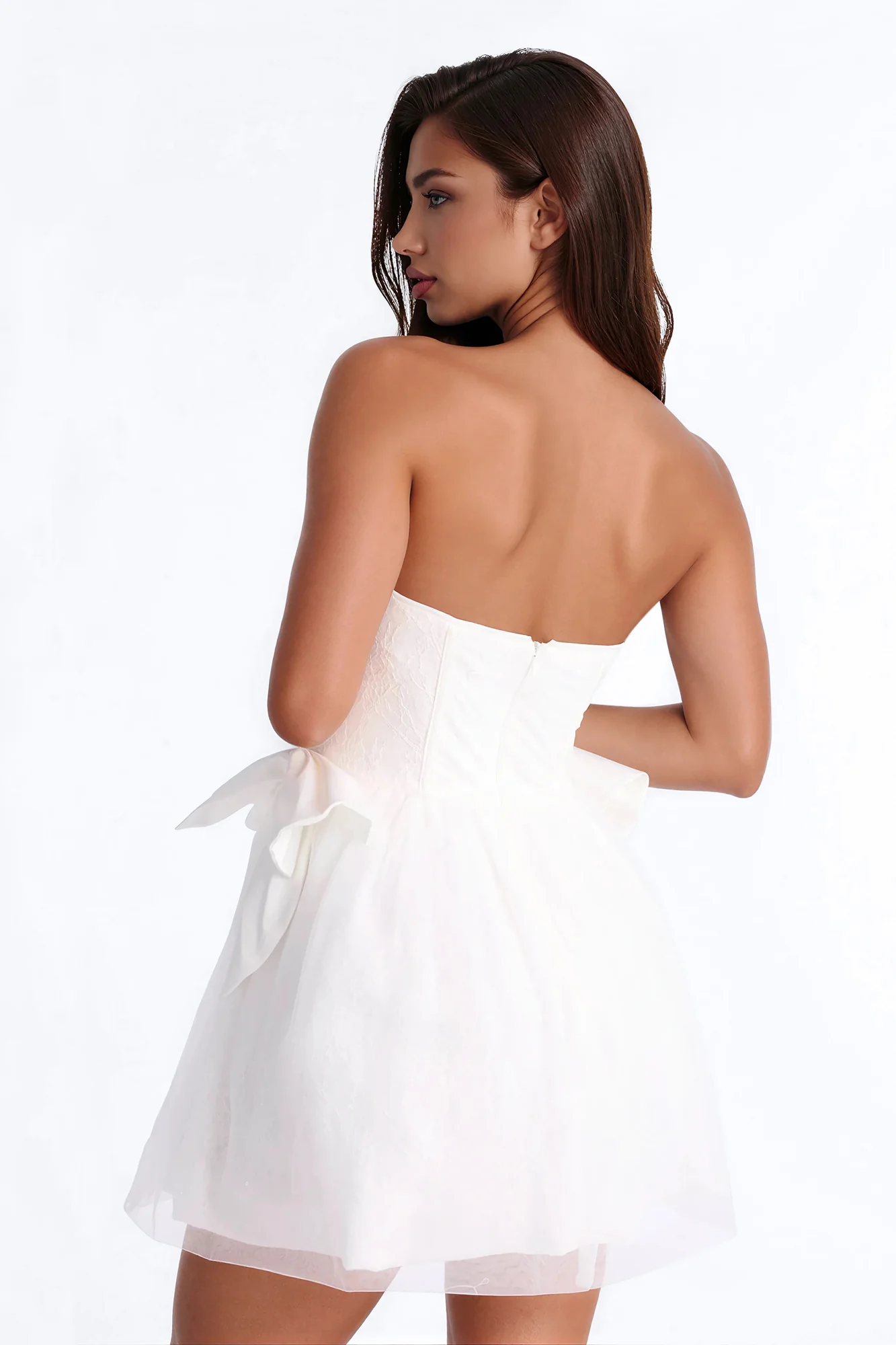 Rayna Embellished Lace Mini Dress - White - Image 4