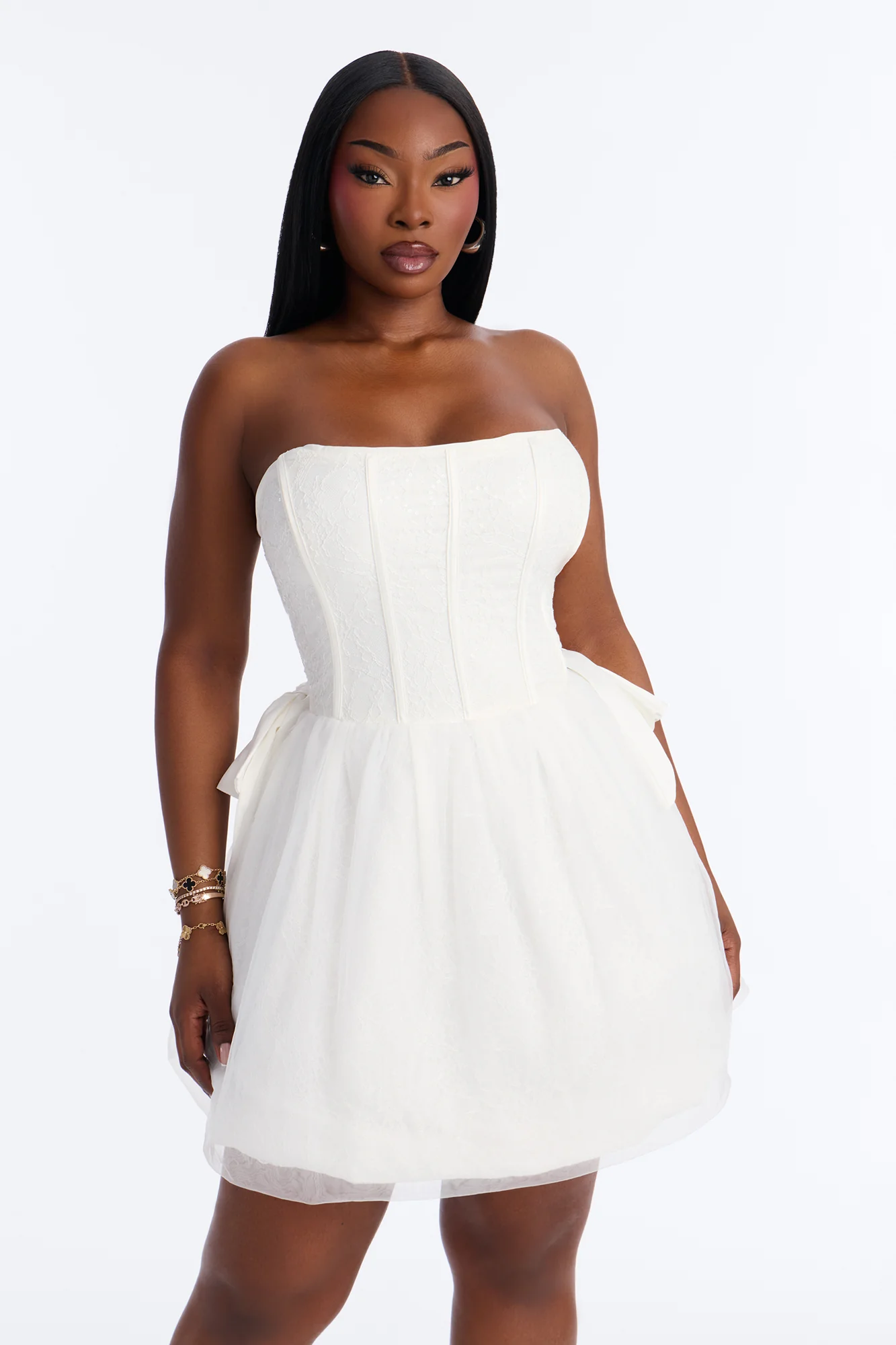 Rayna Embellished Lace Mini Dress - White - Image 6