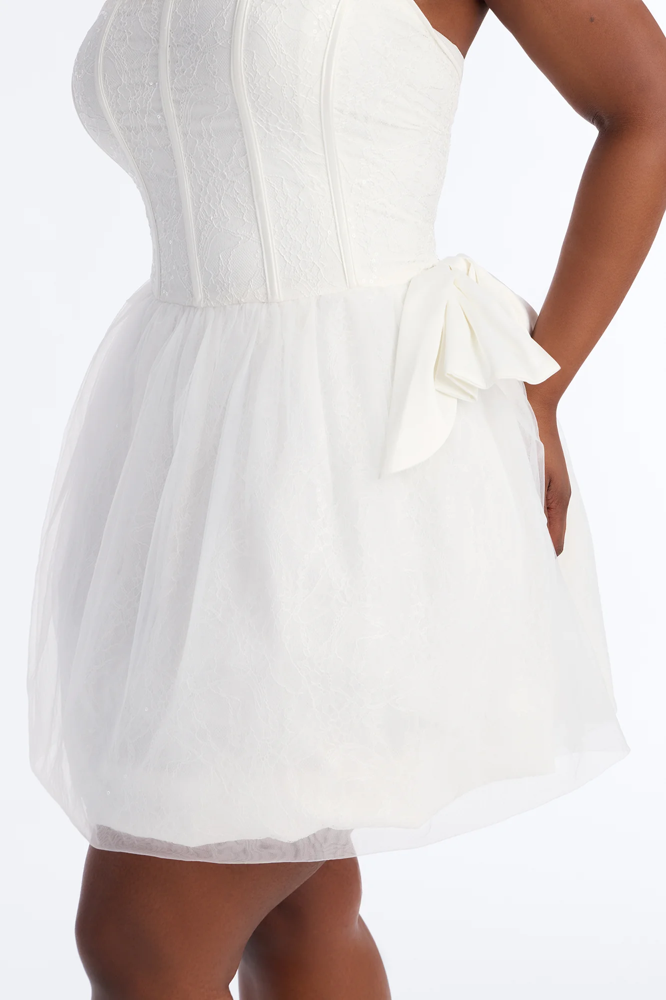 Rayna Embellished Lace Mini Dress - White - Image 7
