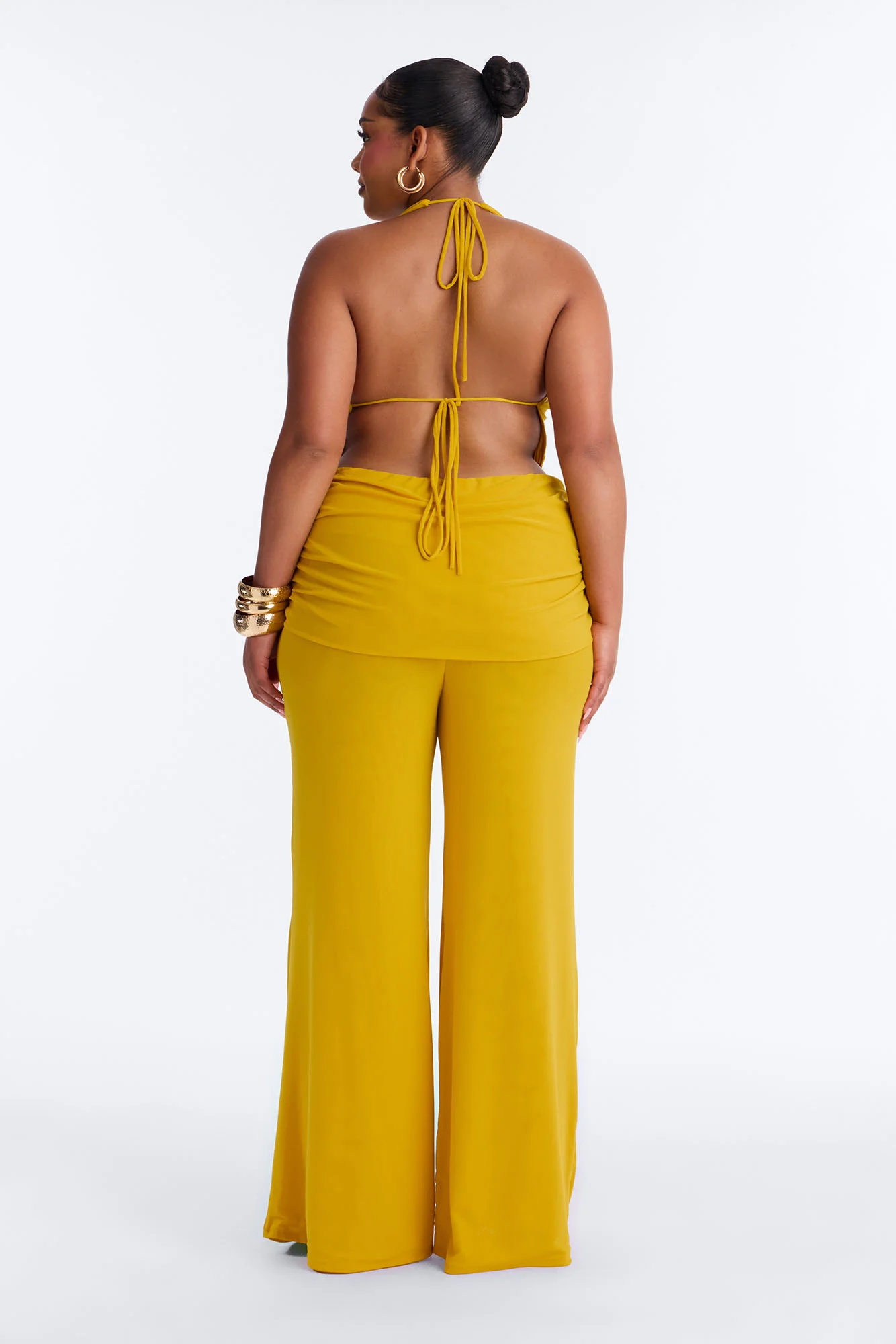 Rayna Halter Mesh Pant Set - Mustard - Image 8