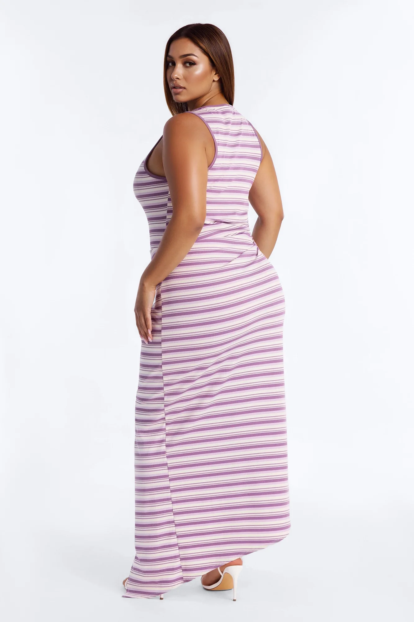 Rayna Striped Ribbed Maxi Dress - Purple - Image 8