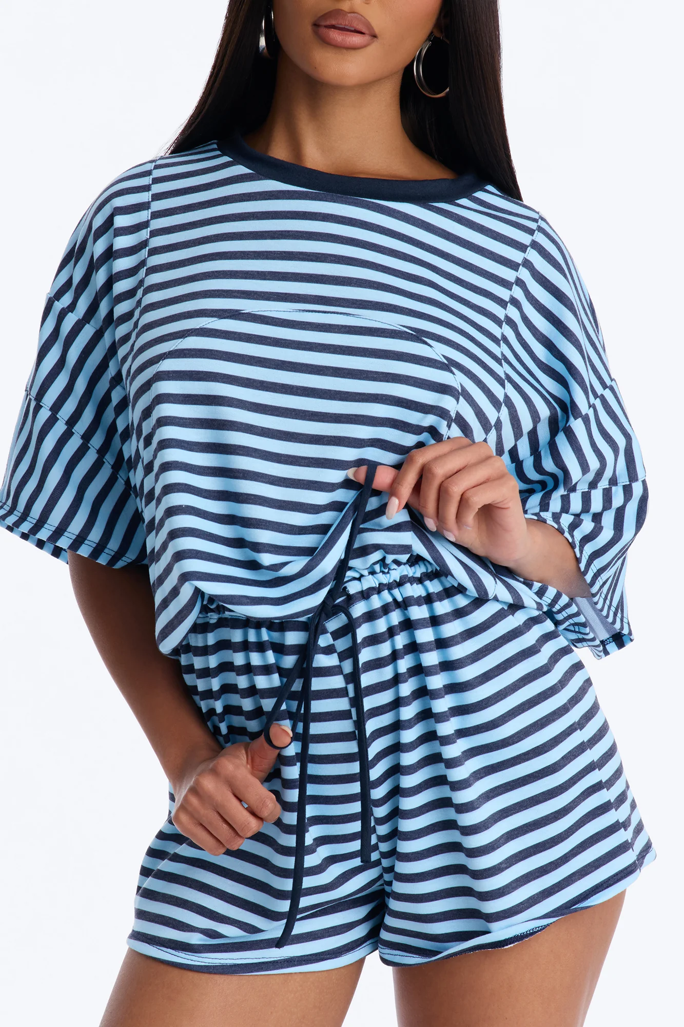 Read Between The Lines French Terry Romper - Blue - Image 3