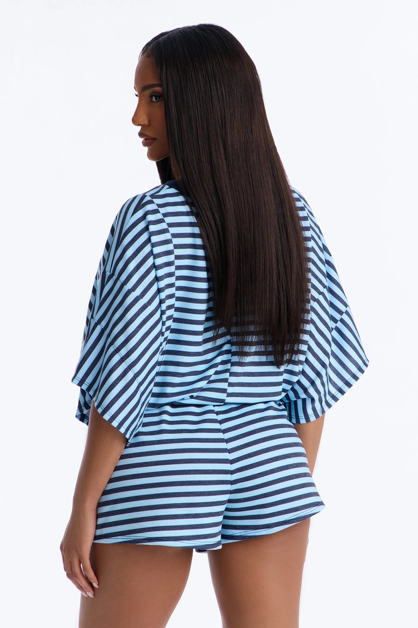 Read Between The Lines French Terry Romper - Blue - Image 4