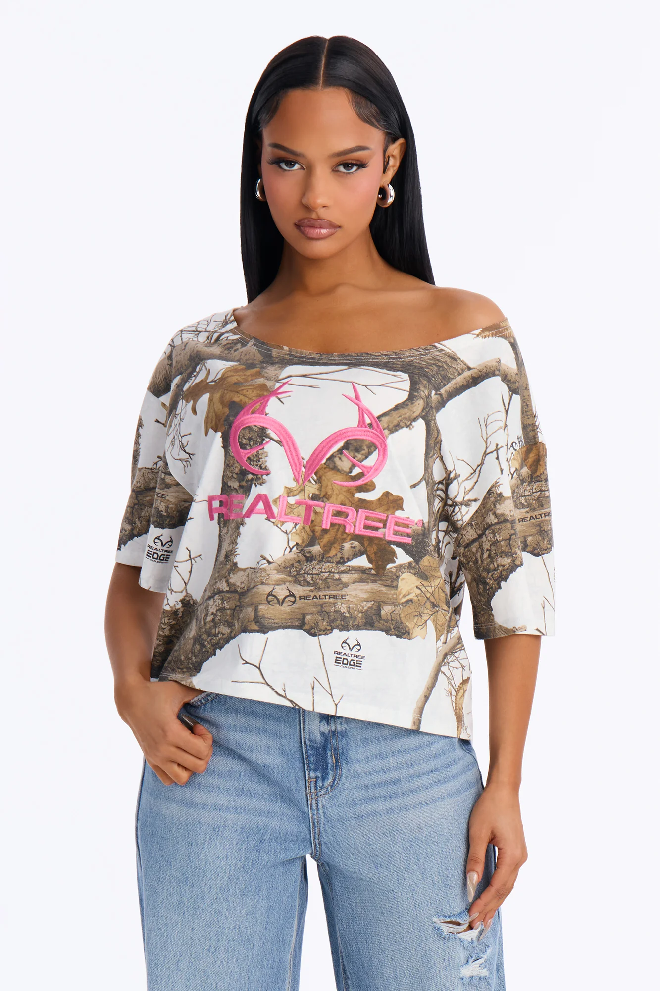 Realtree Logo Off Shoulder Tee - White/combo - Image 2
