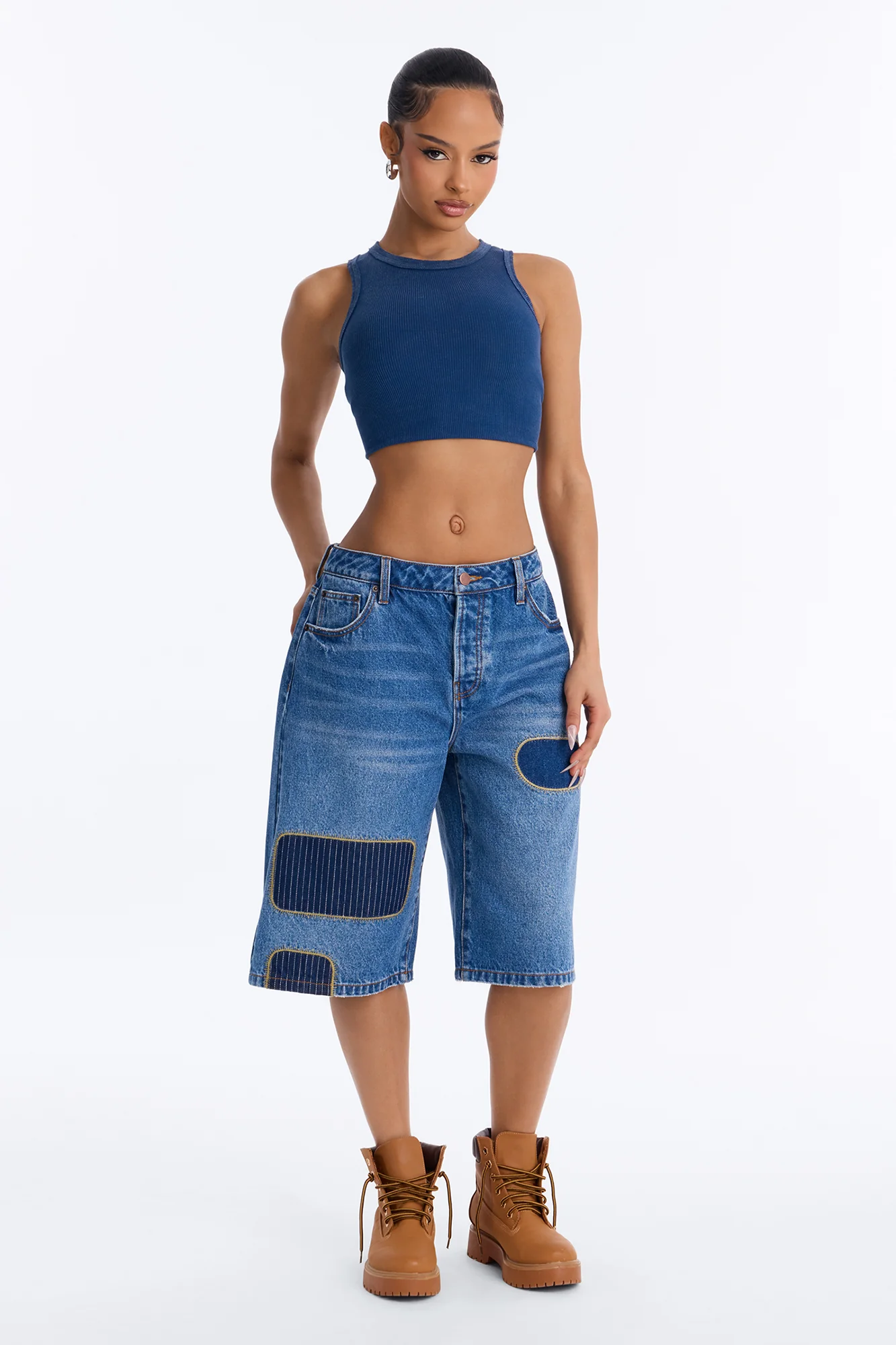 Redondo Rip & Repair Denim Jorts - Dark Wash - Image 2