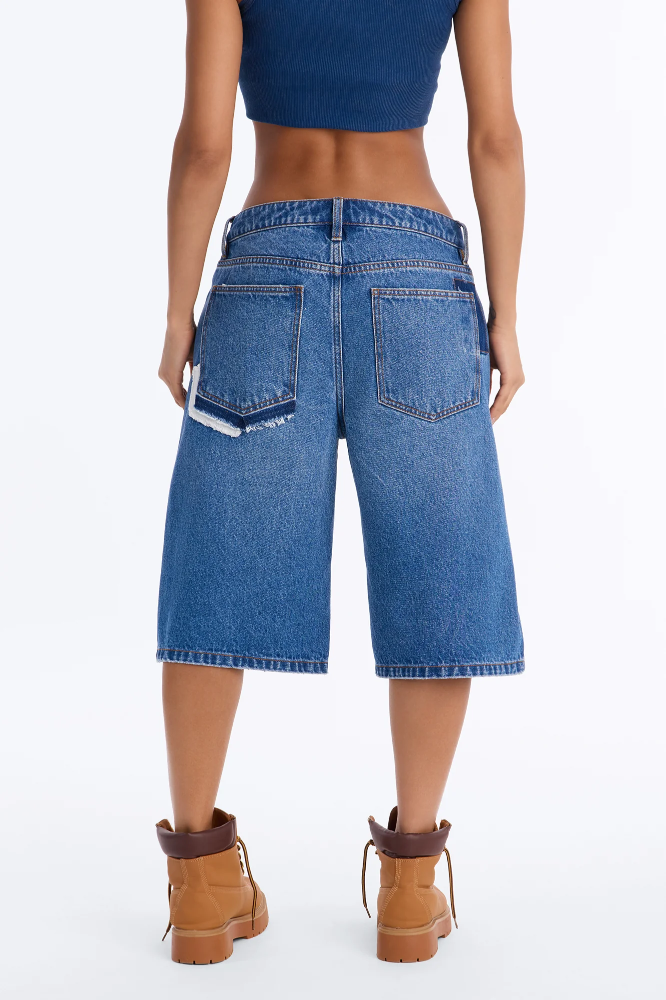 Redondo Rip & Repair Denim Jorts - Dark Wash - Image 4
