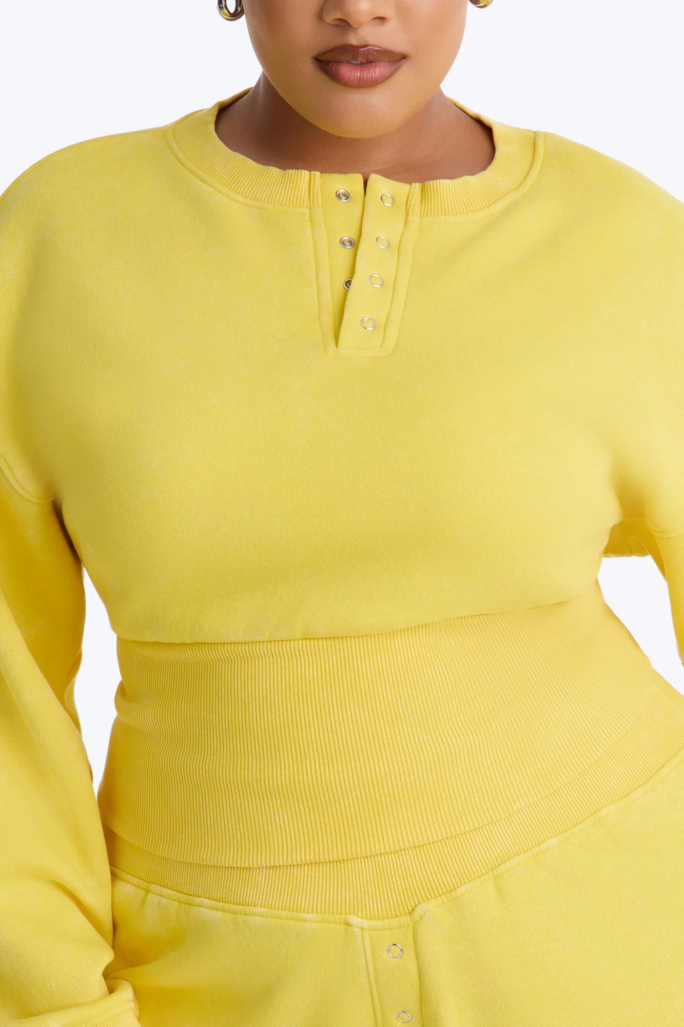Reese Cinched Waist Fleece Short Set - Yellow - Image 7