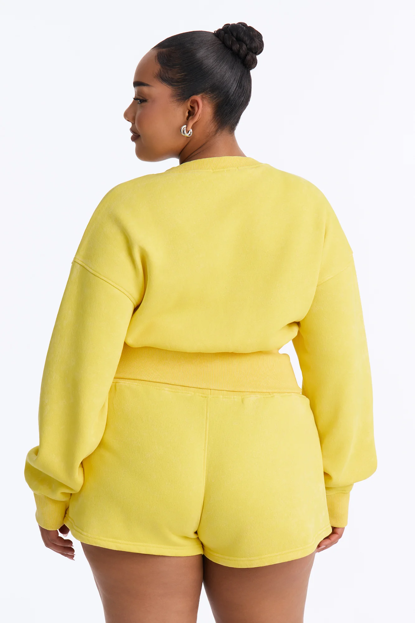 Reese Cinched Waist Fleece Short Set - Yellow - Image 8