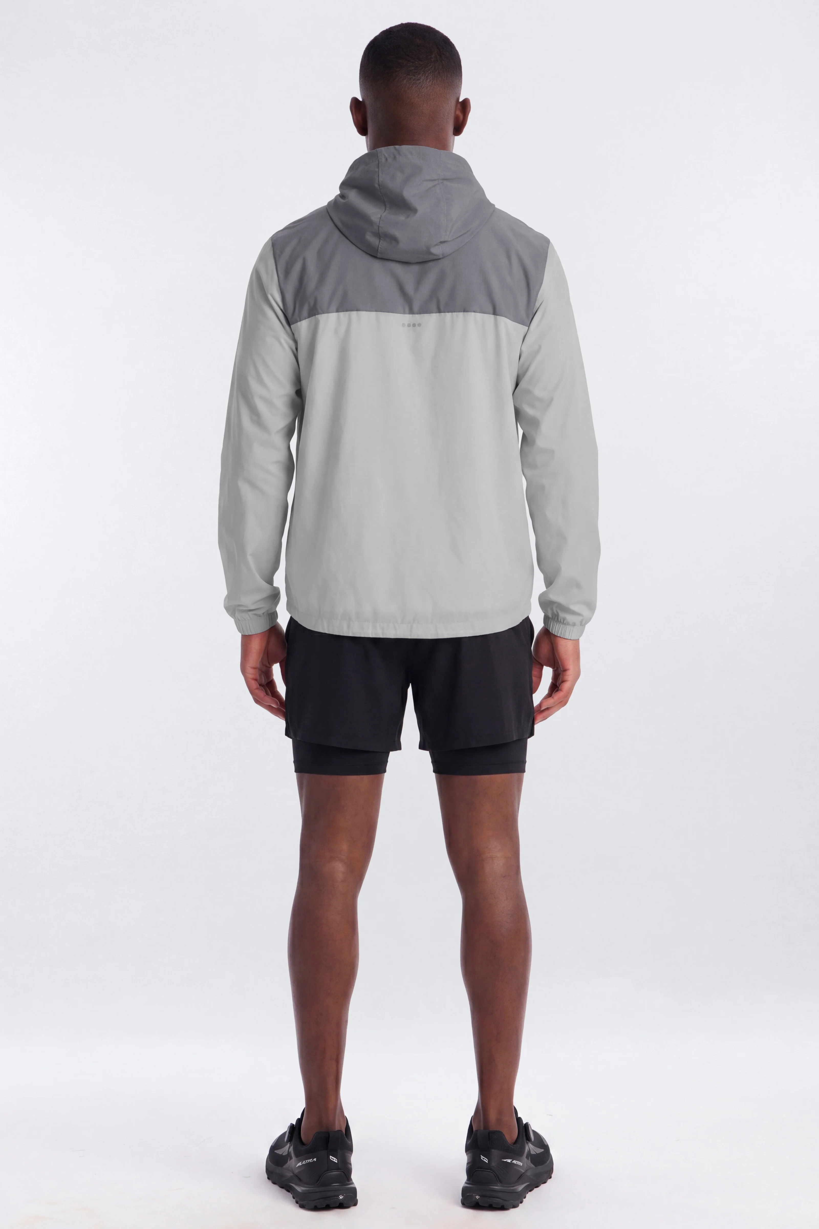 Reflective Lightweight Nylon Running Jacket - Grey/Silver - Image 4