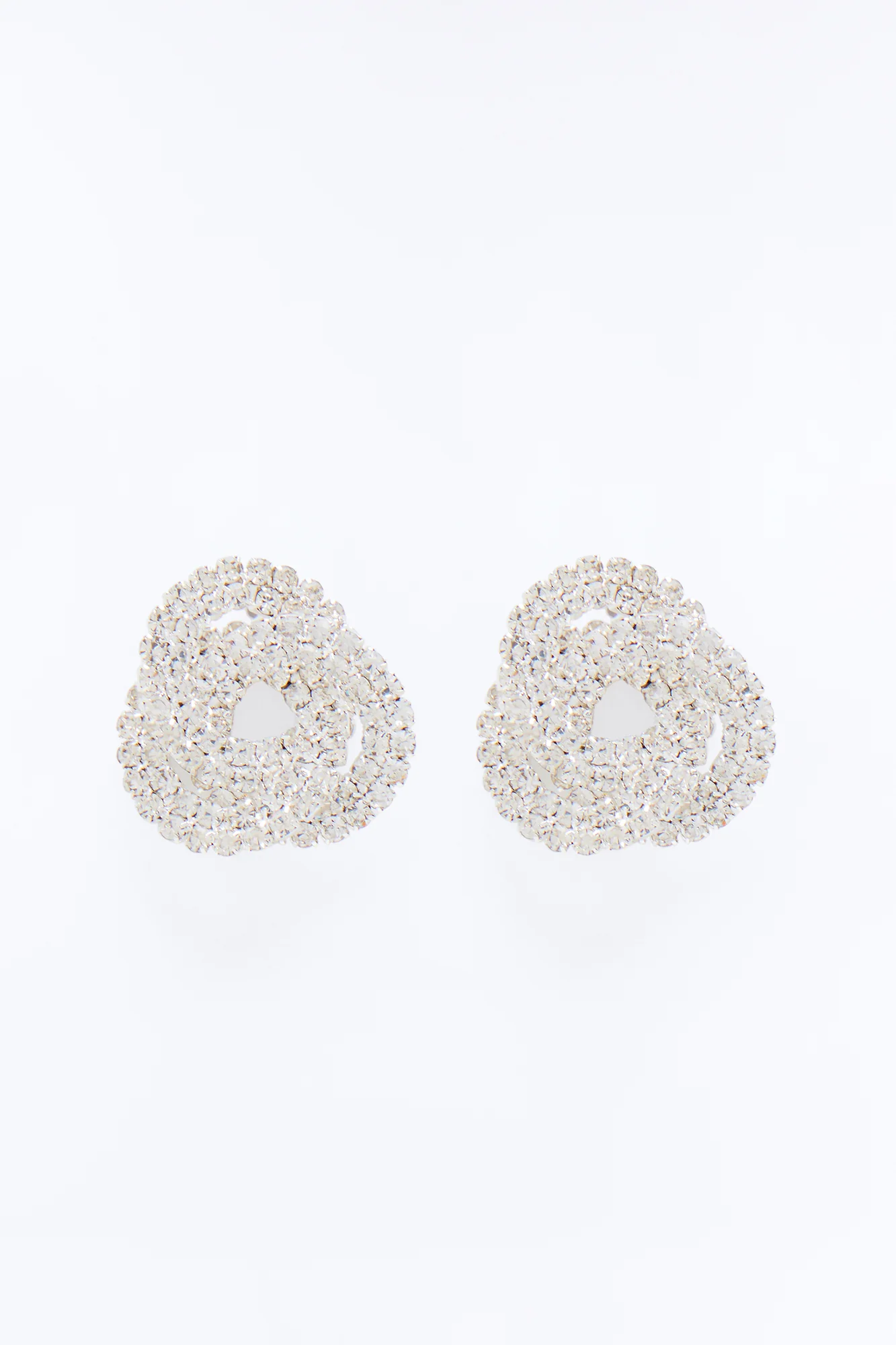Regal Rhinestone Stud Earrings - Silver - Image 3