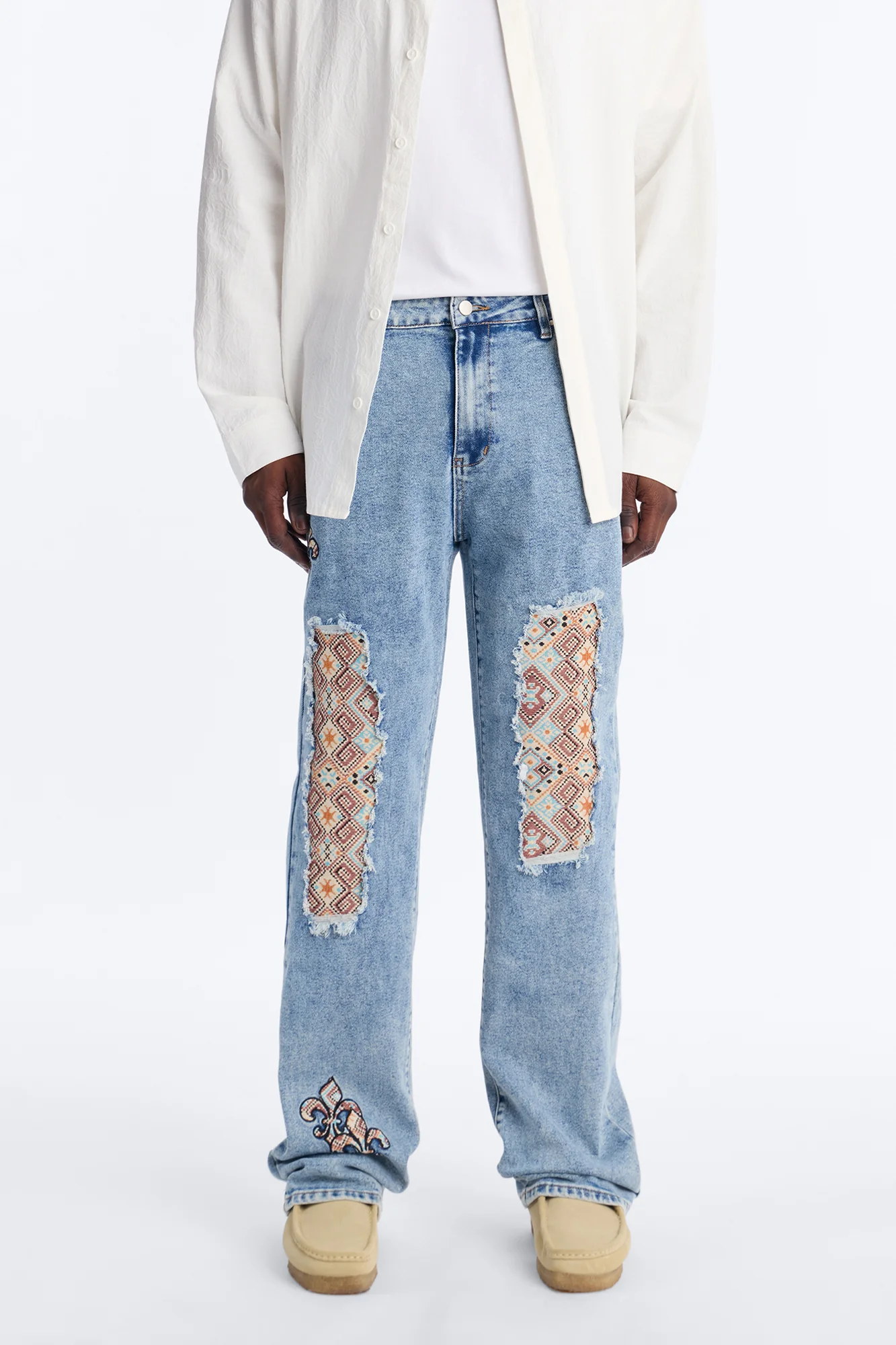 Regal Tapestry Stacked Slim Flare Jean - Light Blue Wash
