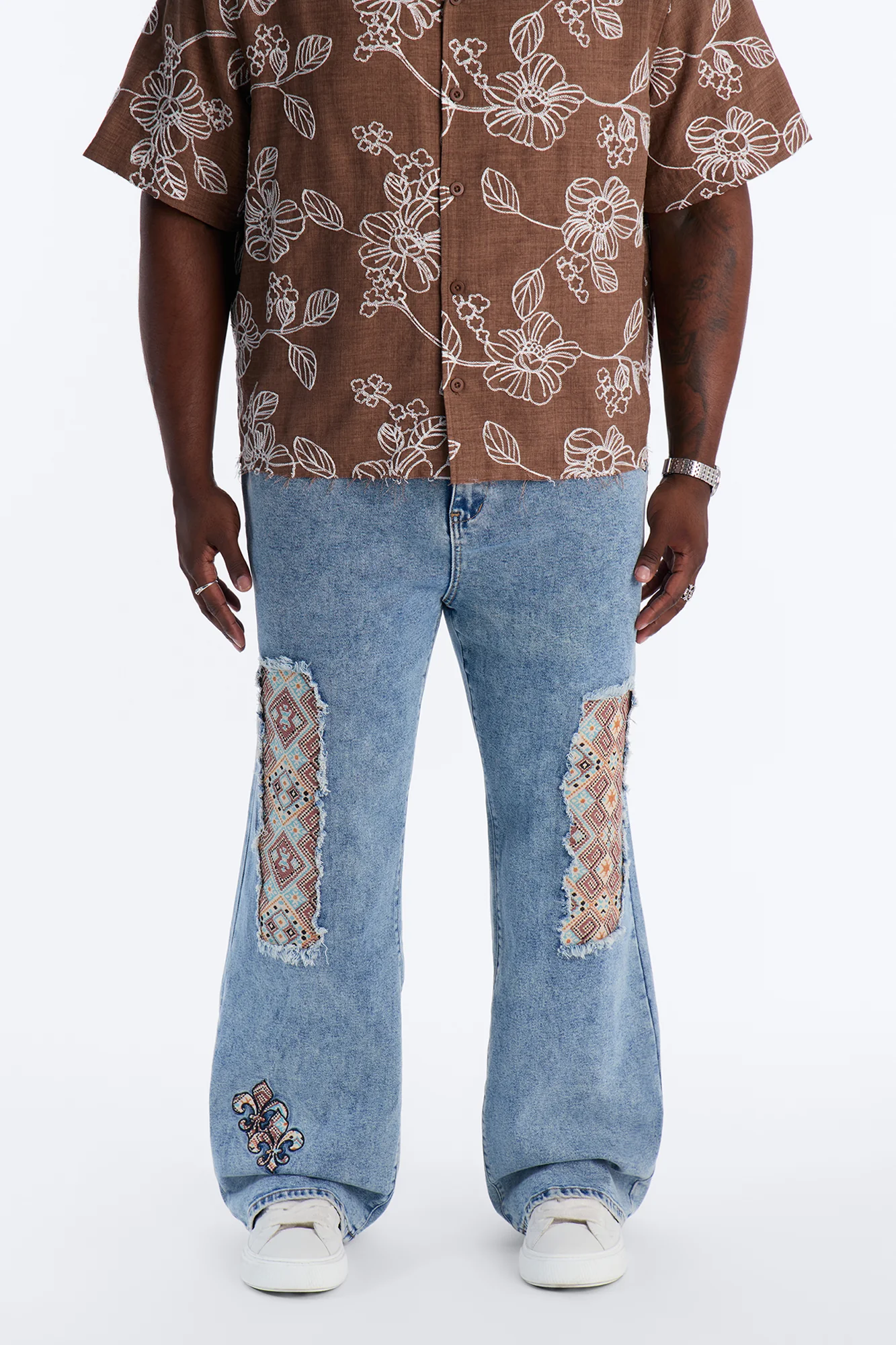 Regal Tapestry Stacked Slim Flare Jean - Light Blue Wash - Image 6