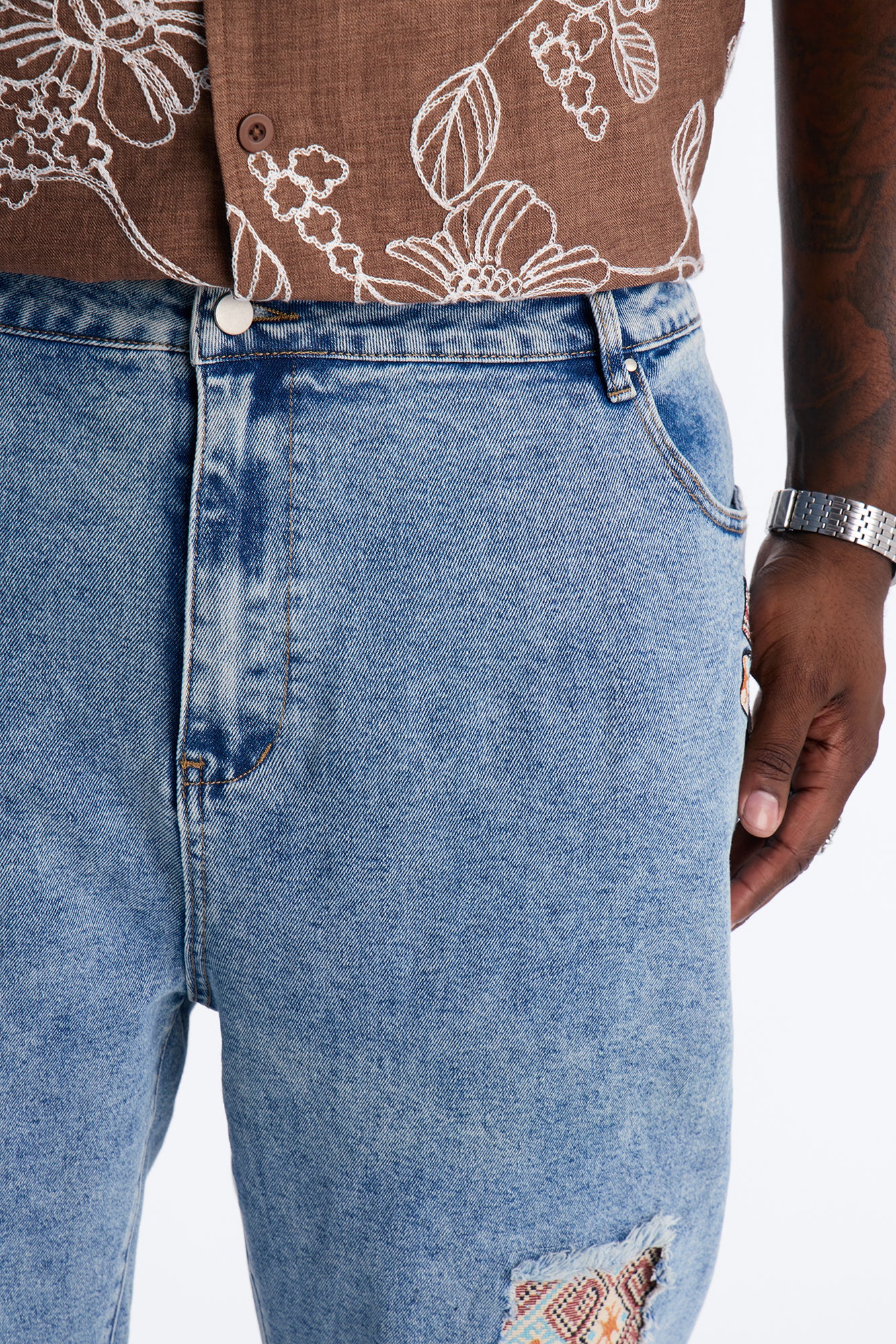 Regal Tapestry Stacked Slim Flare Jean - Light Blue Wash - Image 8