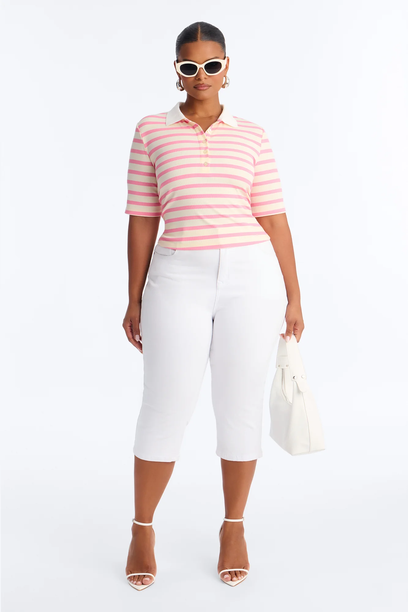 Regina Short Sleeve Polo Top - Pink/combo - Image 4