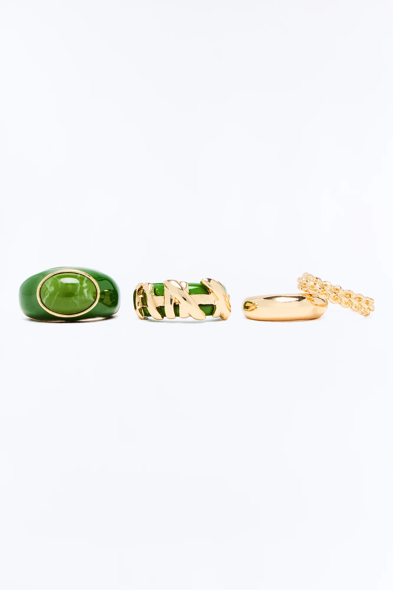 Relax And Reset 4 Piece Ring Set - Gold/Green - Image 3