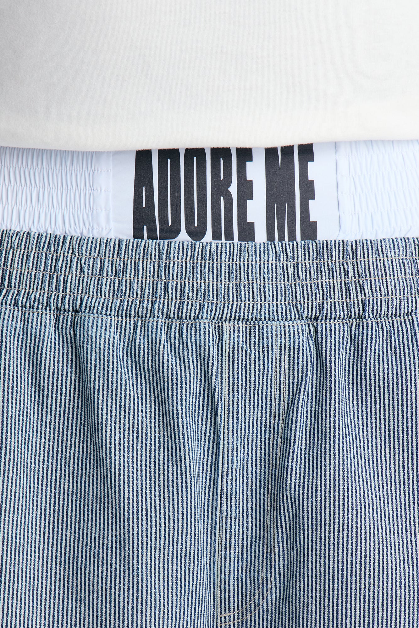 Relaxed Adore Me Double Waistband Pinstripe Short - White/Blue - Image 8