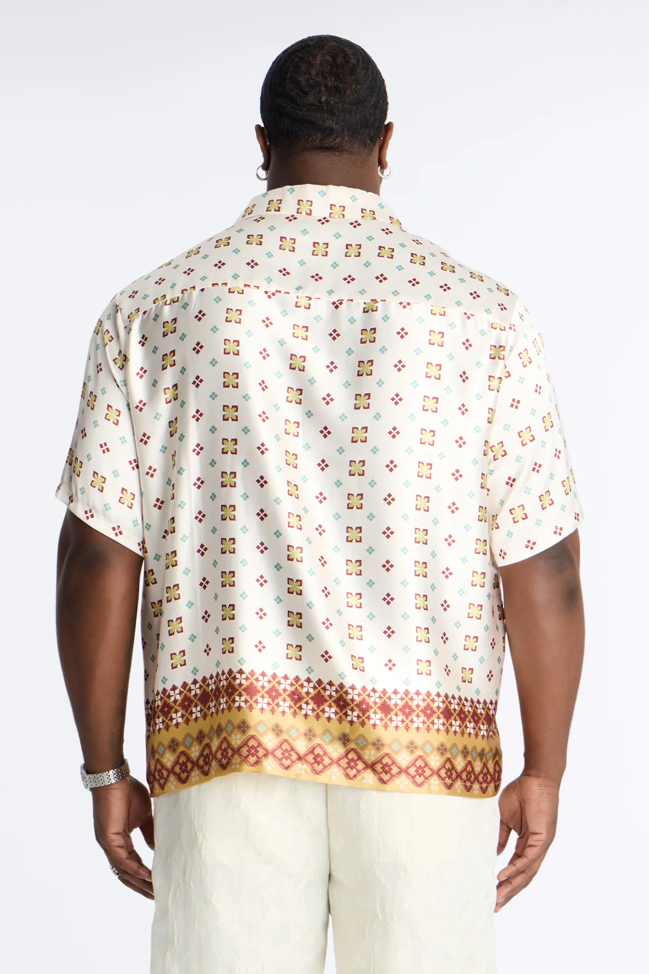 Relaxed Angular Bloom Button Up Shirt - White/combo - Image 8