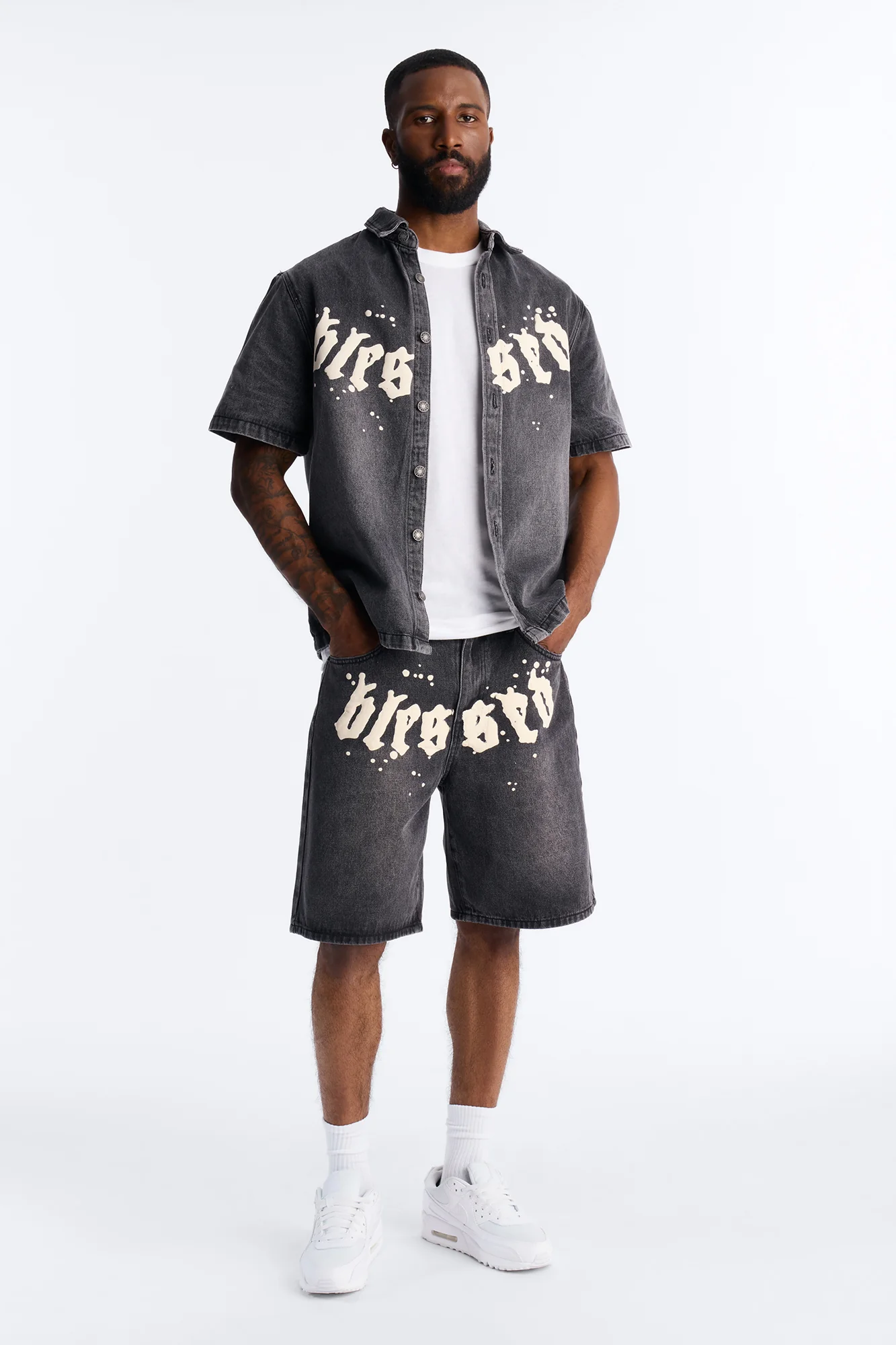 Relaxed Been Blessed Denim Shorts - Black Wash - Image 2
