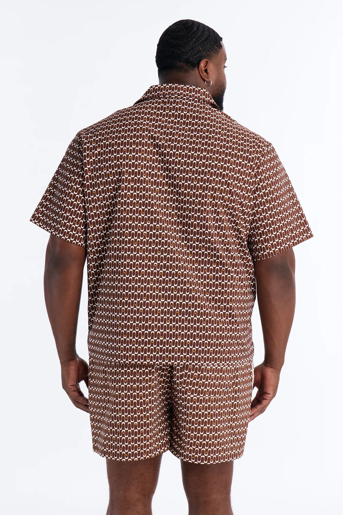 Relaxed Disco Plunge Geometric Cuban Collar Button Up Shirt - White/combo - Image 8