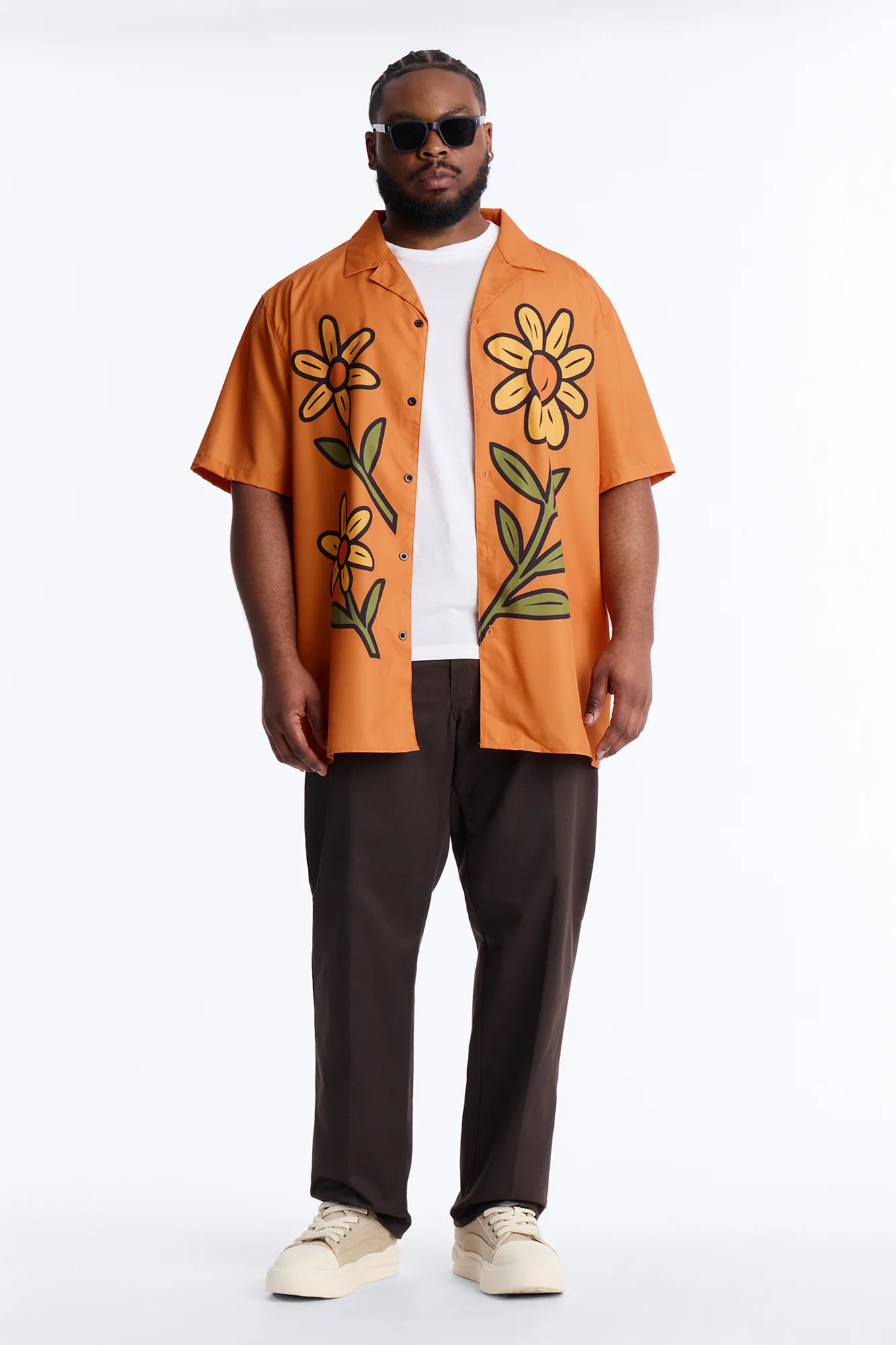 Relaxed Golden Sunshine Petals Button Up Shirt - Orange - Image 6