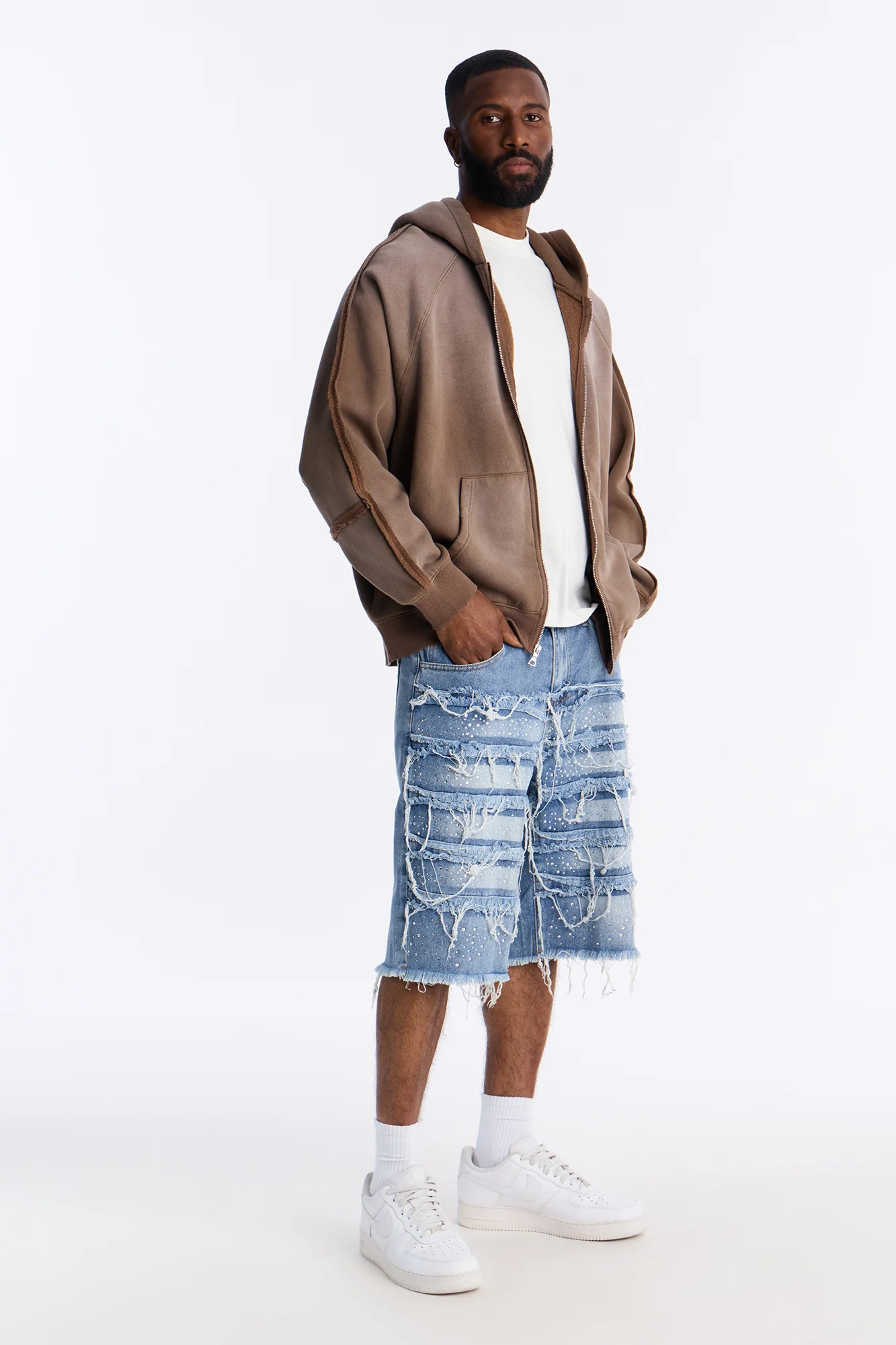 Relaxed Jeweled Havoc Denim Short - Light Wash - Image 2