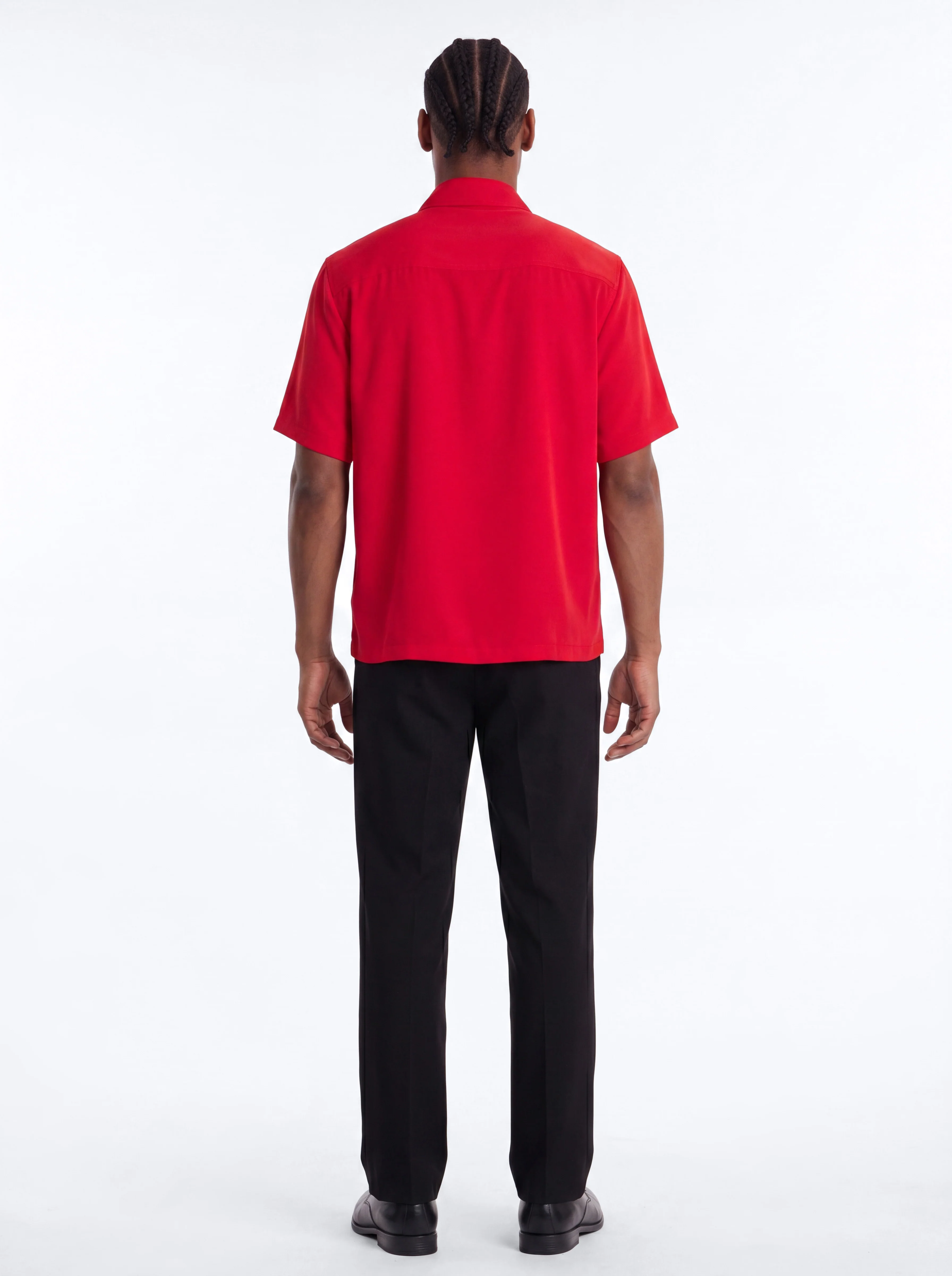 Relaxed Luxe Neckerchief Button Up Shirt - Red - Image 4