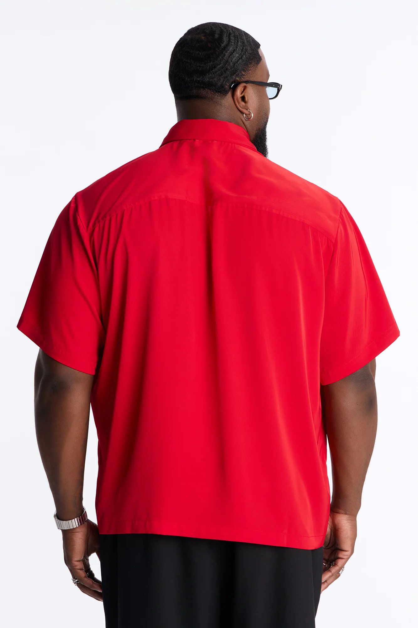 Relaxed Luxe Neckerchief Button Up Shirt - Red - Image 8