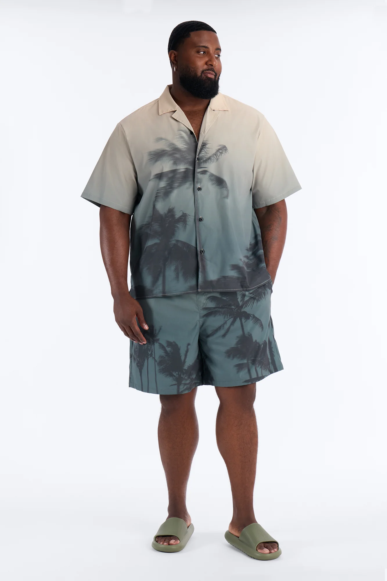 Relaxed Moab Breeze Cuban Collar Button Up Shirt - Taupe - Image 6