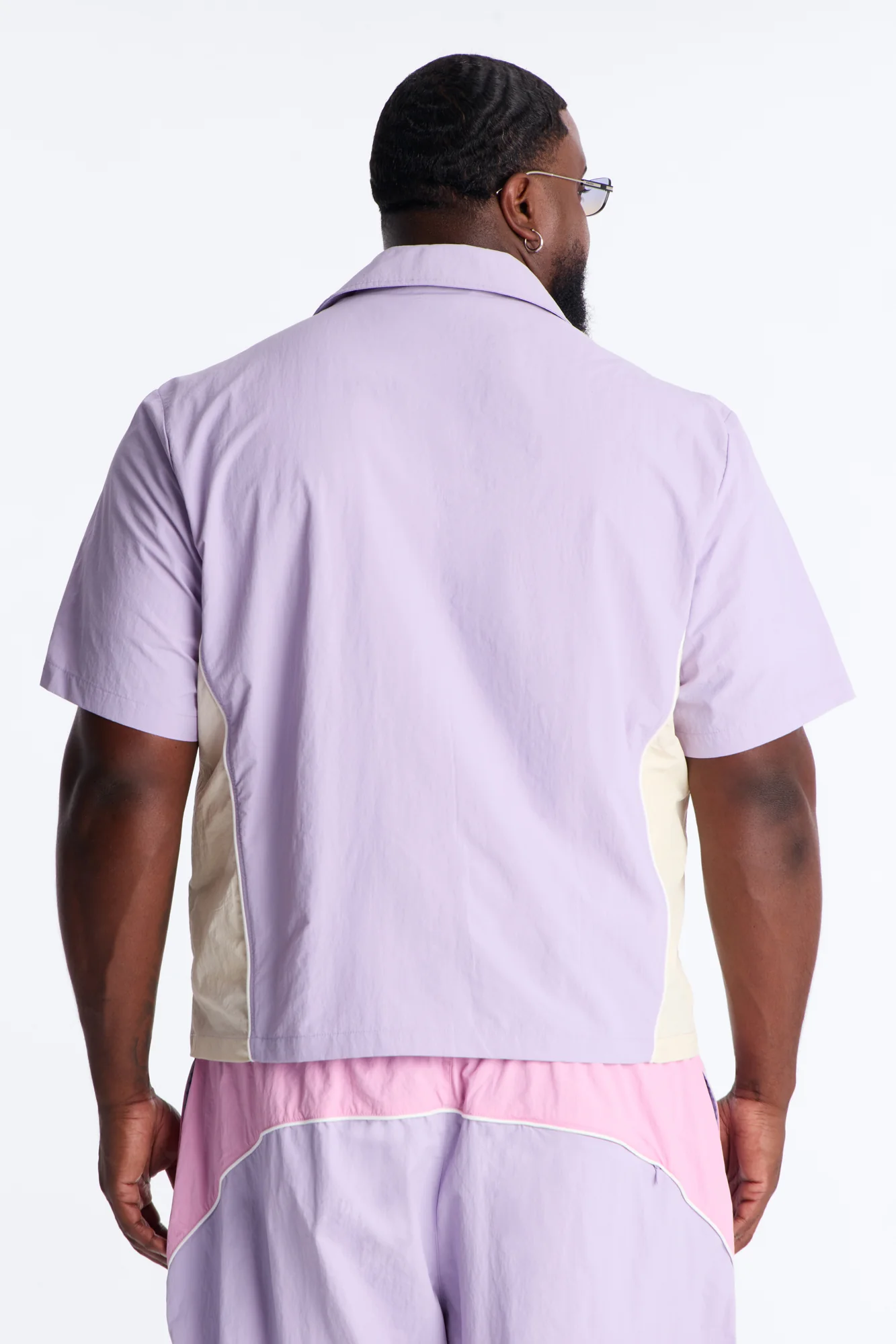 Relaxed Osaka Block Zip Up Shirt - Purple/combo - Image 7
