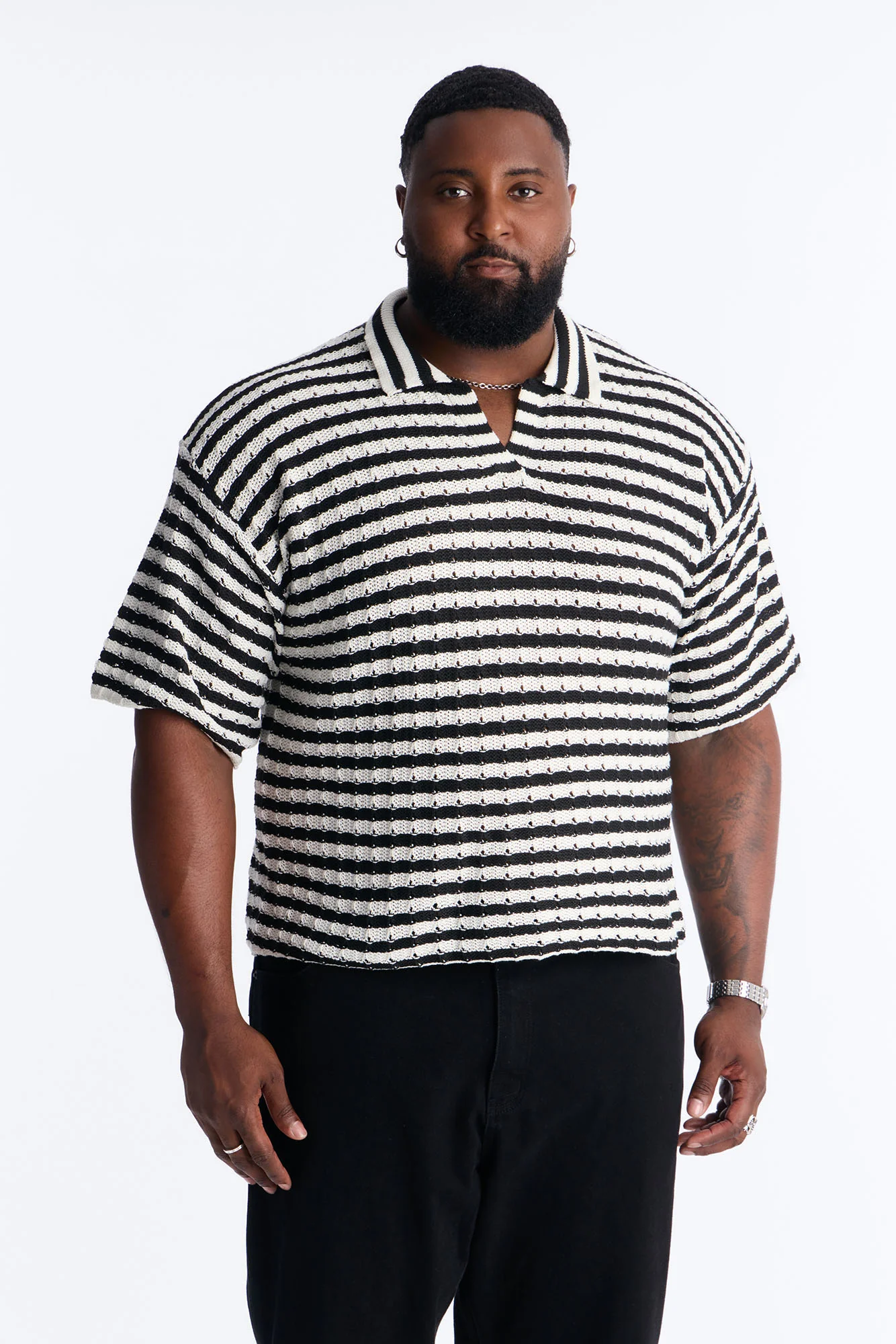 Relaxed Regatta Stripe Polo - Black - Image 5