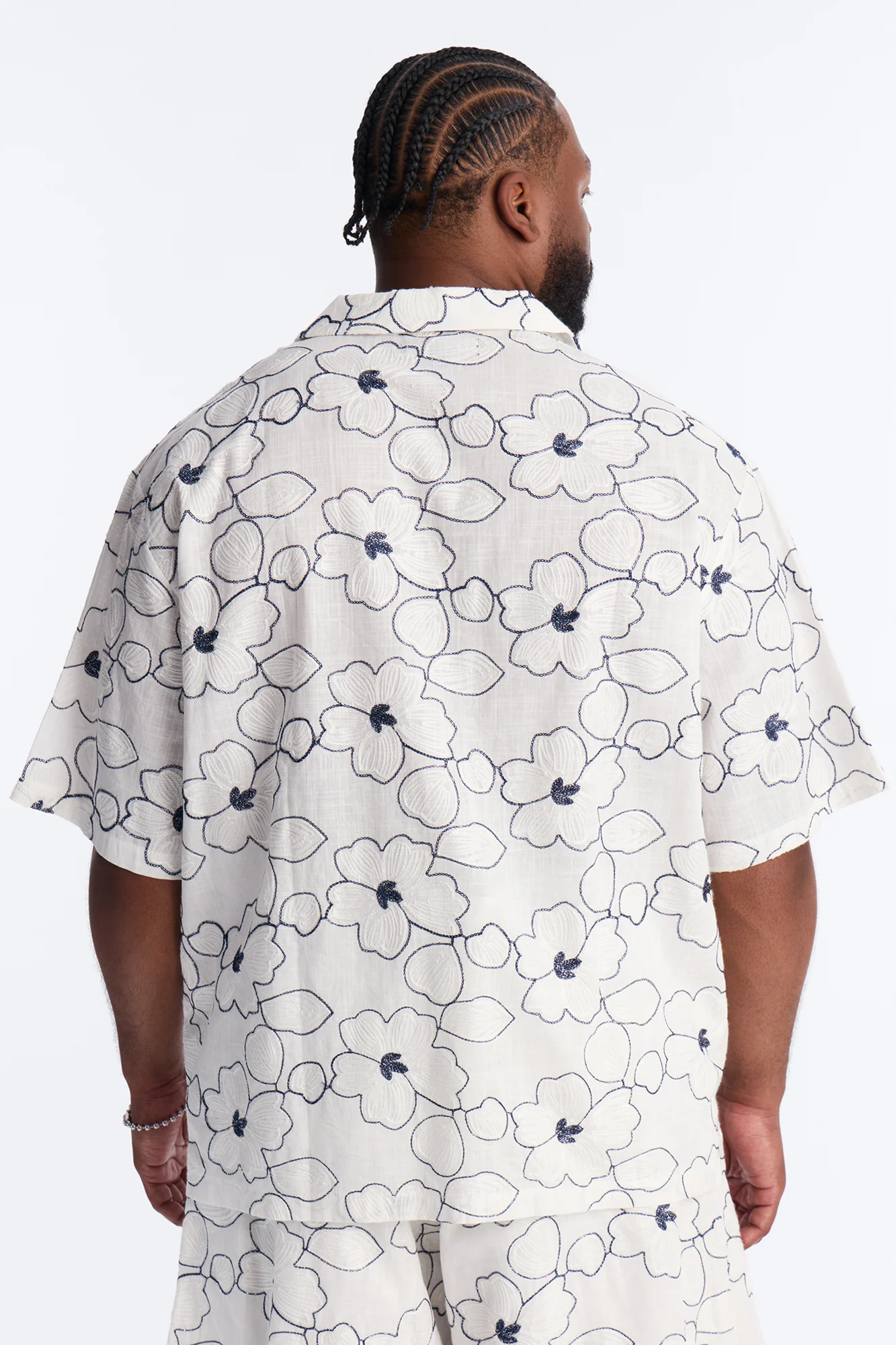 Relaxed Sand Blossom Cuban Collar Button Up Shirt - White/combo - Image 8