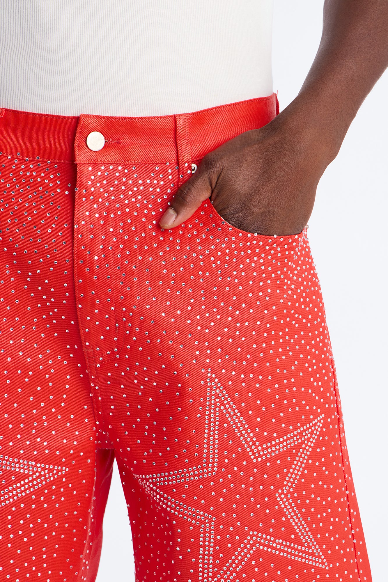 Relaxed Sidus Faux Leather Short - Red - Image 3