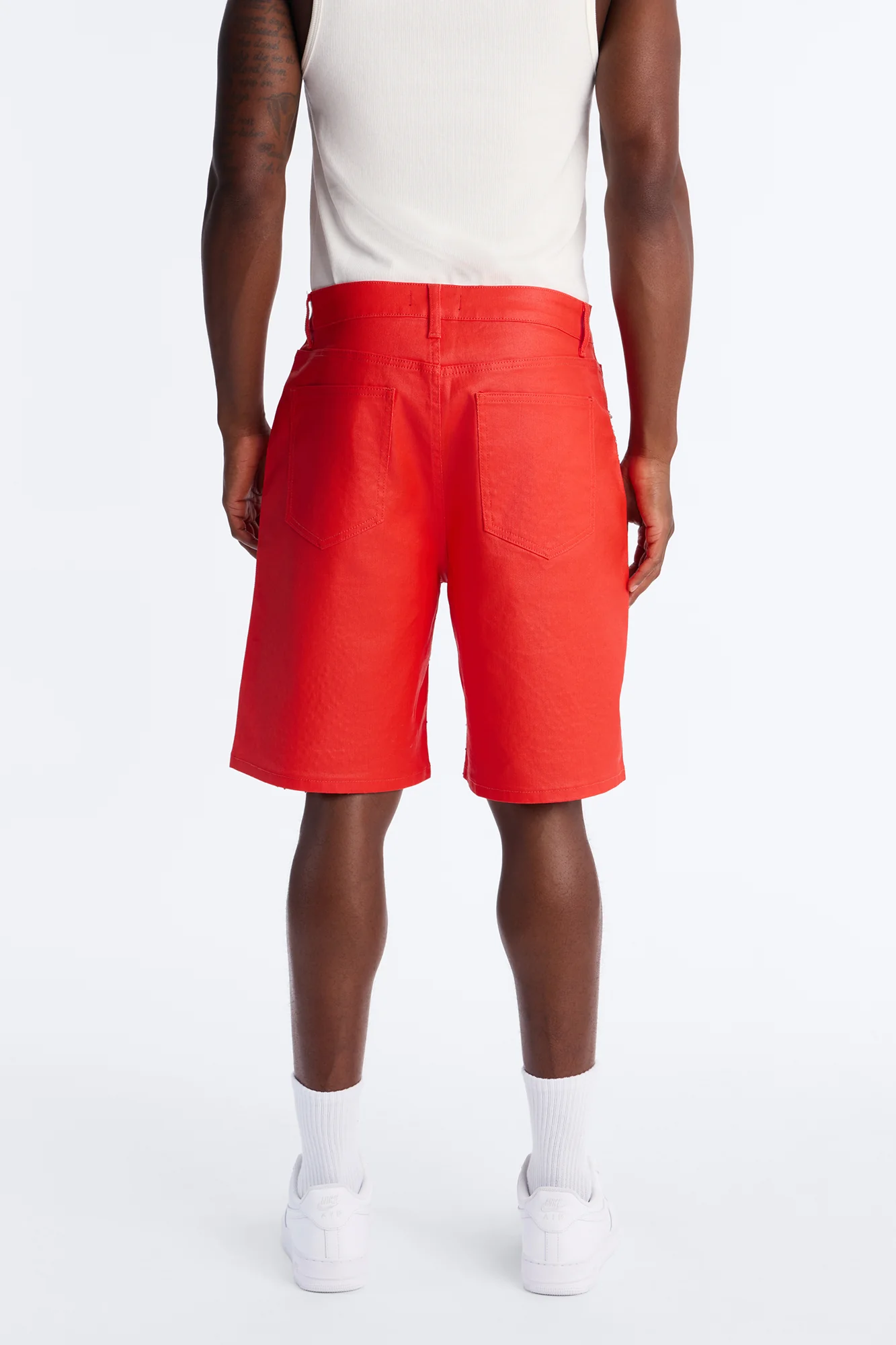 Relaxed Sidus Faux Leather Short - Red - Image 4
