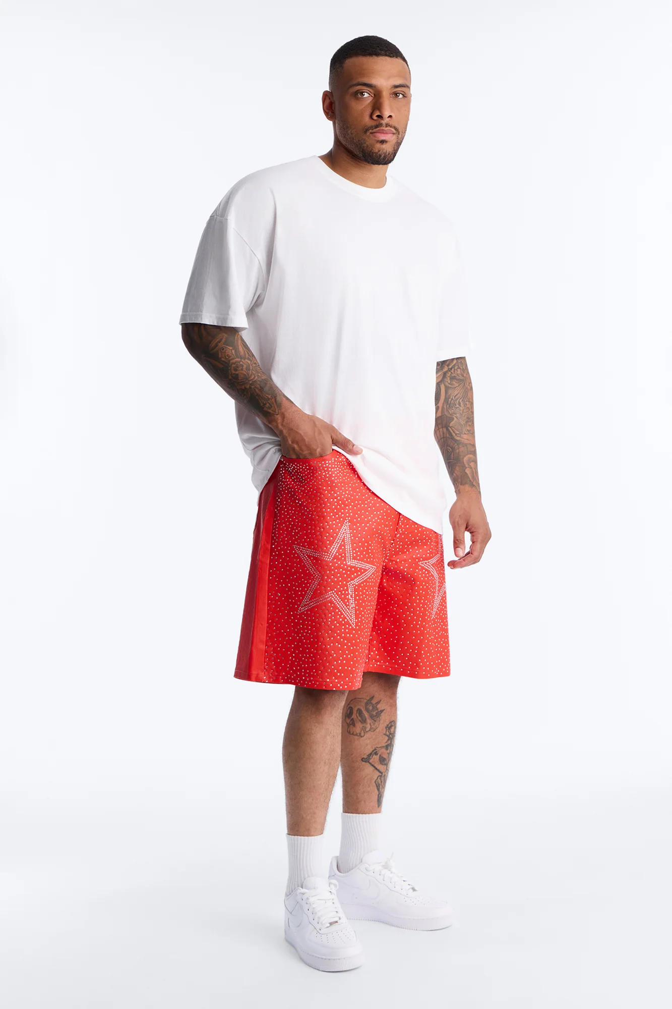 Relaxed Sidus Faux Leather Short - Red - Image 5