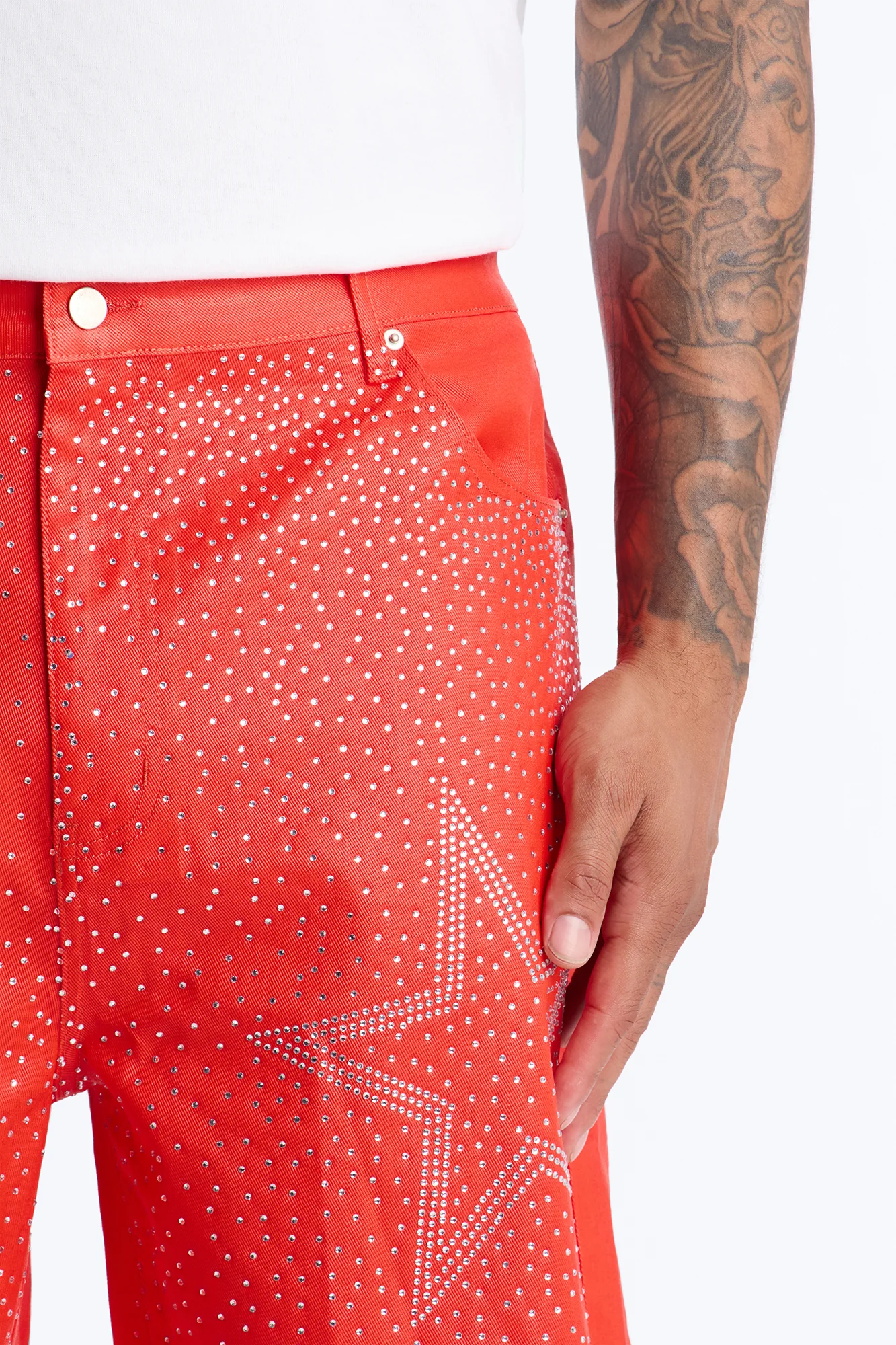 Relaxed Sidus Faux Leather Short - Red - Image 7