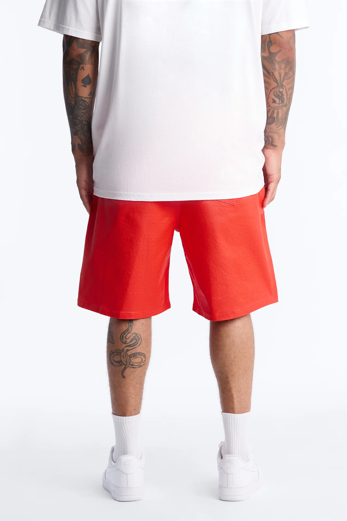Relaxed Sidus Faux Leather Short - Red - Image 8