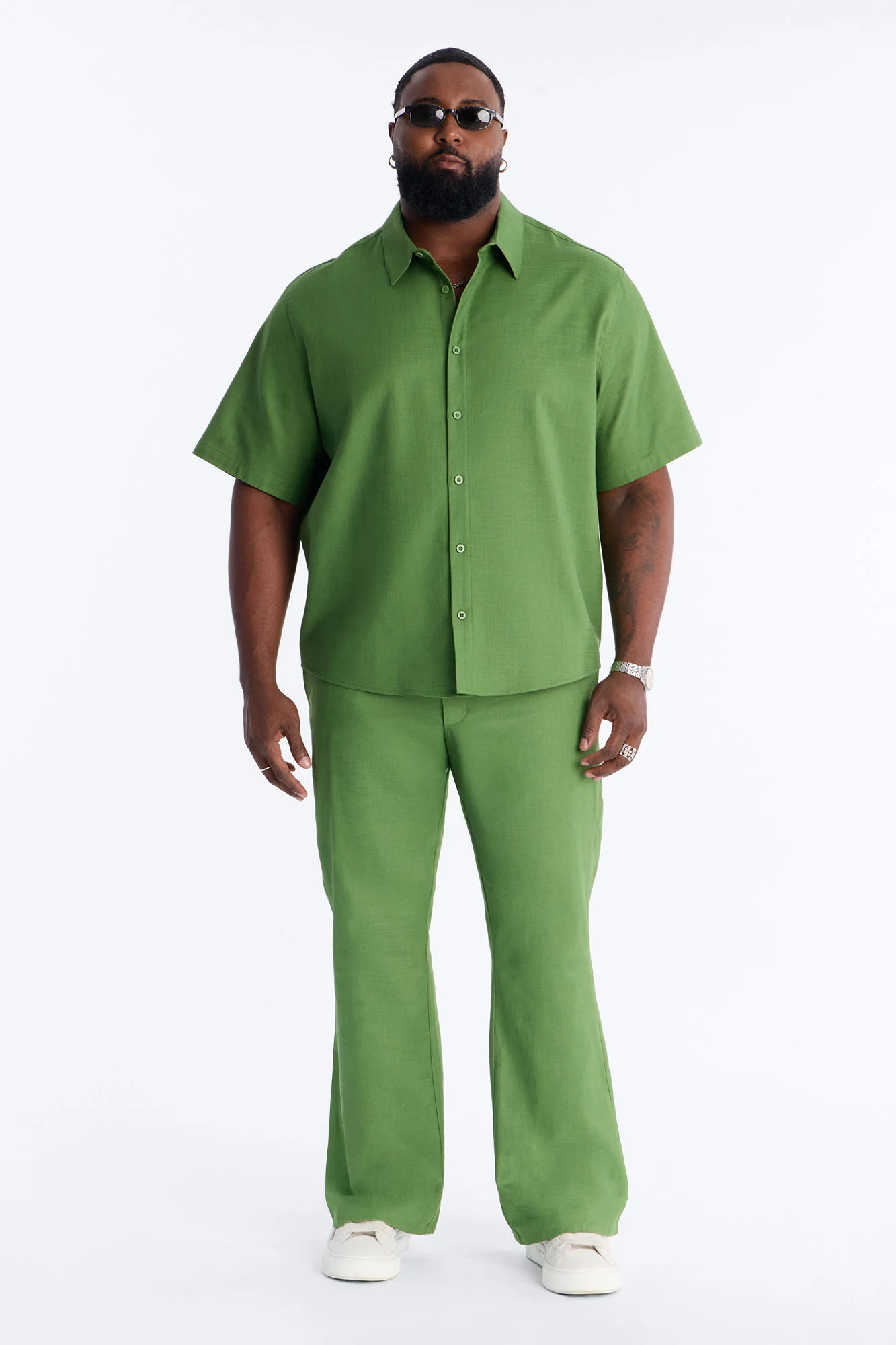 Relaxed Sunward Coast Linen Button Up Shirt - Green - Image 6