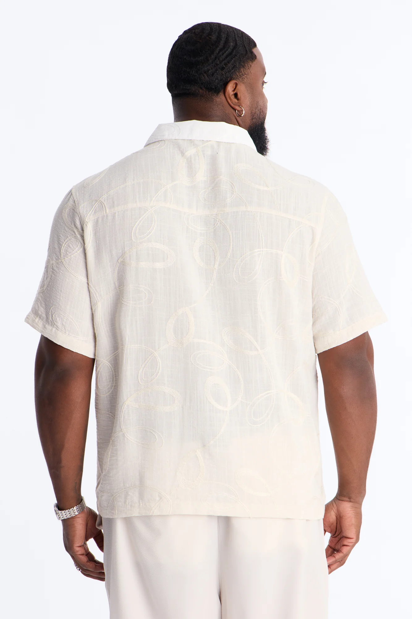 Relaxed Swizzle Johnny Collar Polo - Cream - Image 8