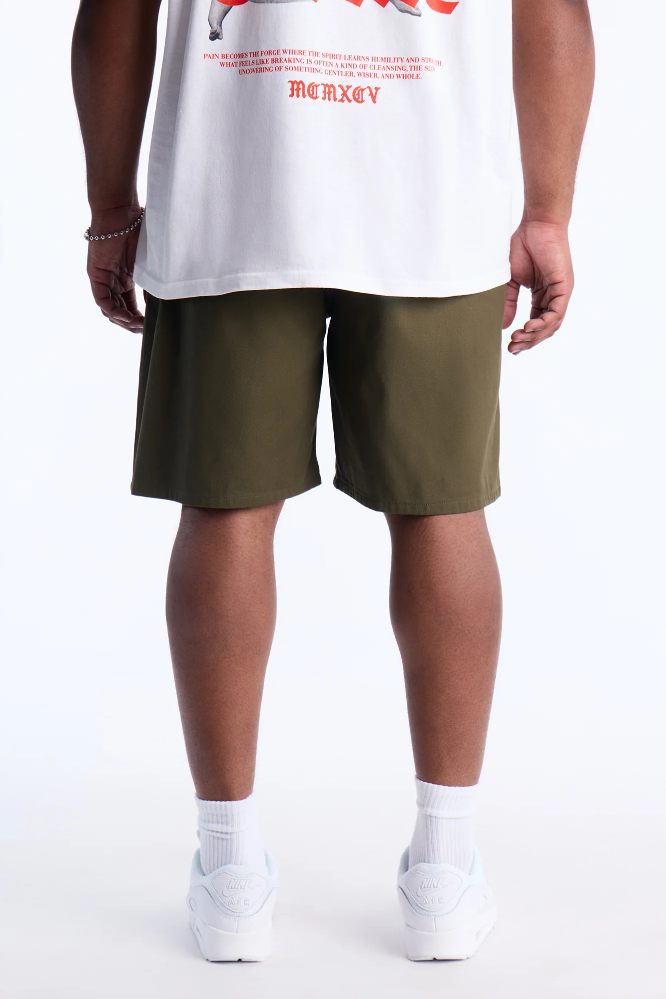 Relaxed Vatican City Stitched Embellished Short - Olive - Image 11
