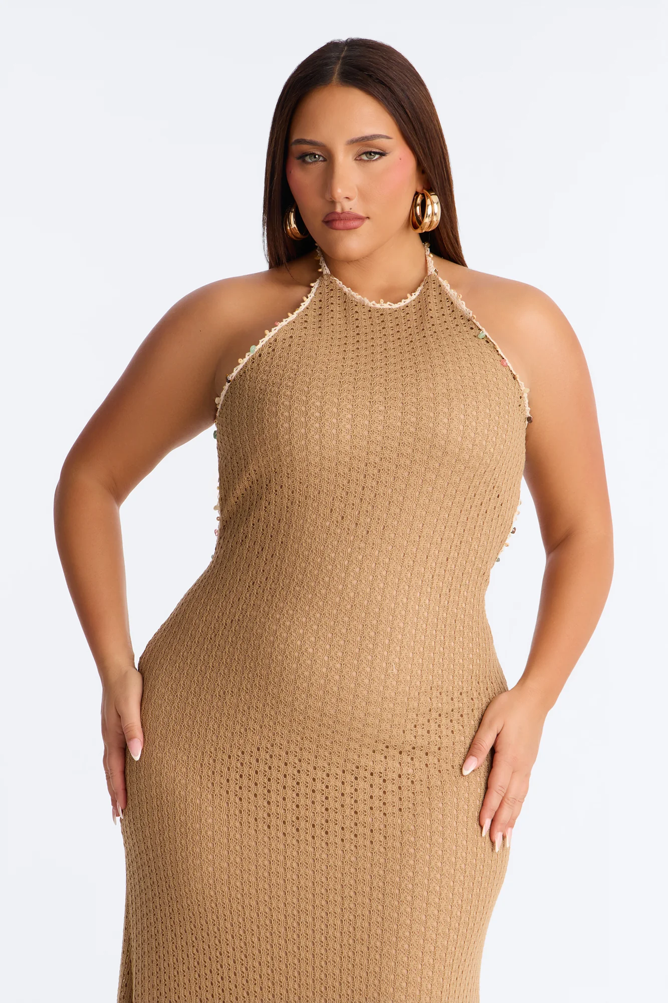 Remi Backless Crochet Maxi Dress - Mocha - Image 6