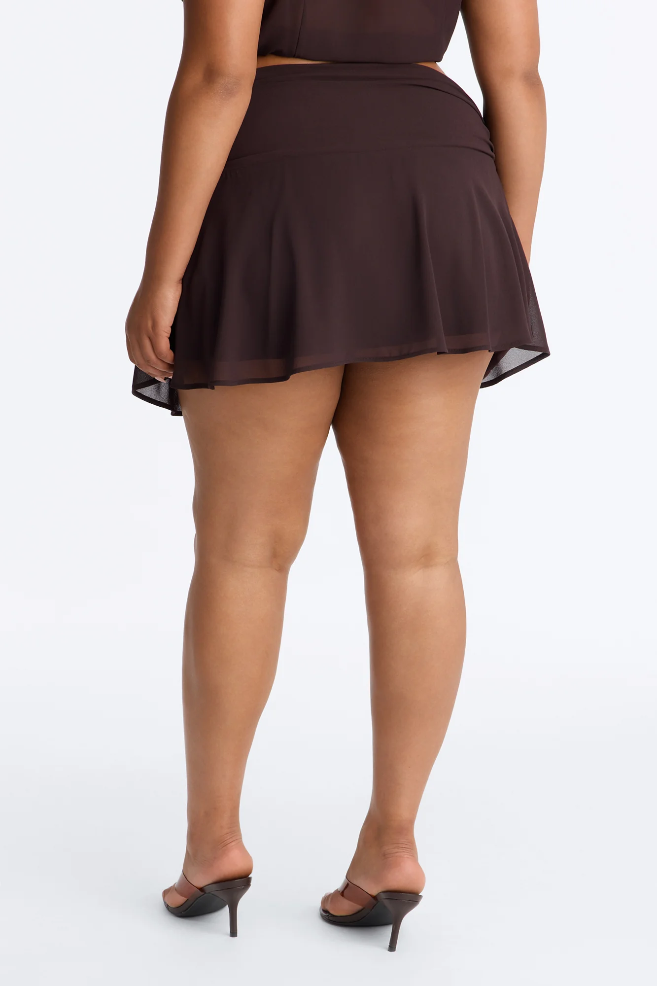 Remi Chiffon Ruched Mini Skirt - Chocolate - Image 7