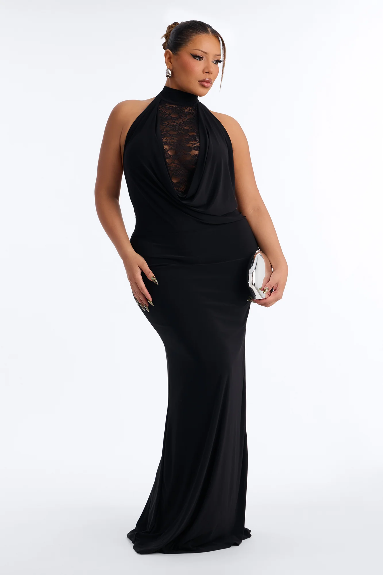 Remi Lace Halter Maxi Dress - Black - Image 5