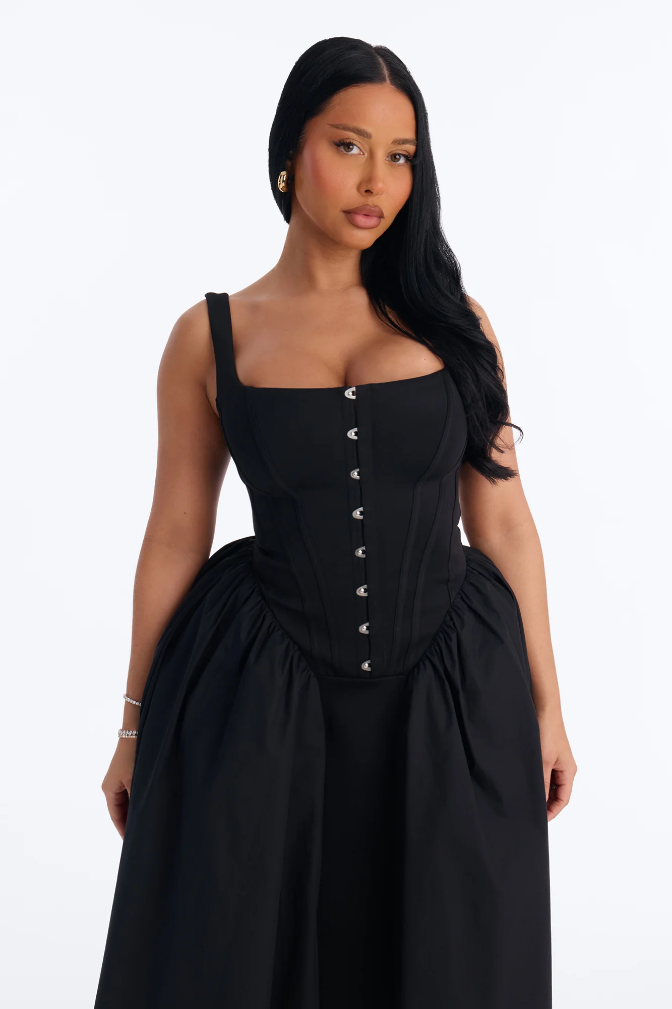 Renna Corset Midi Dress - Black - Image 2