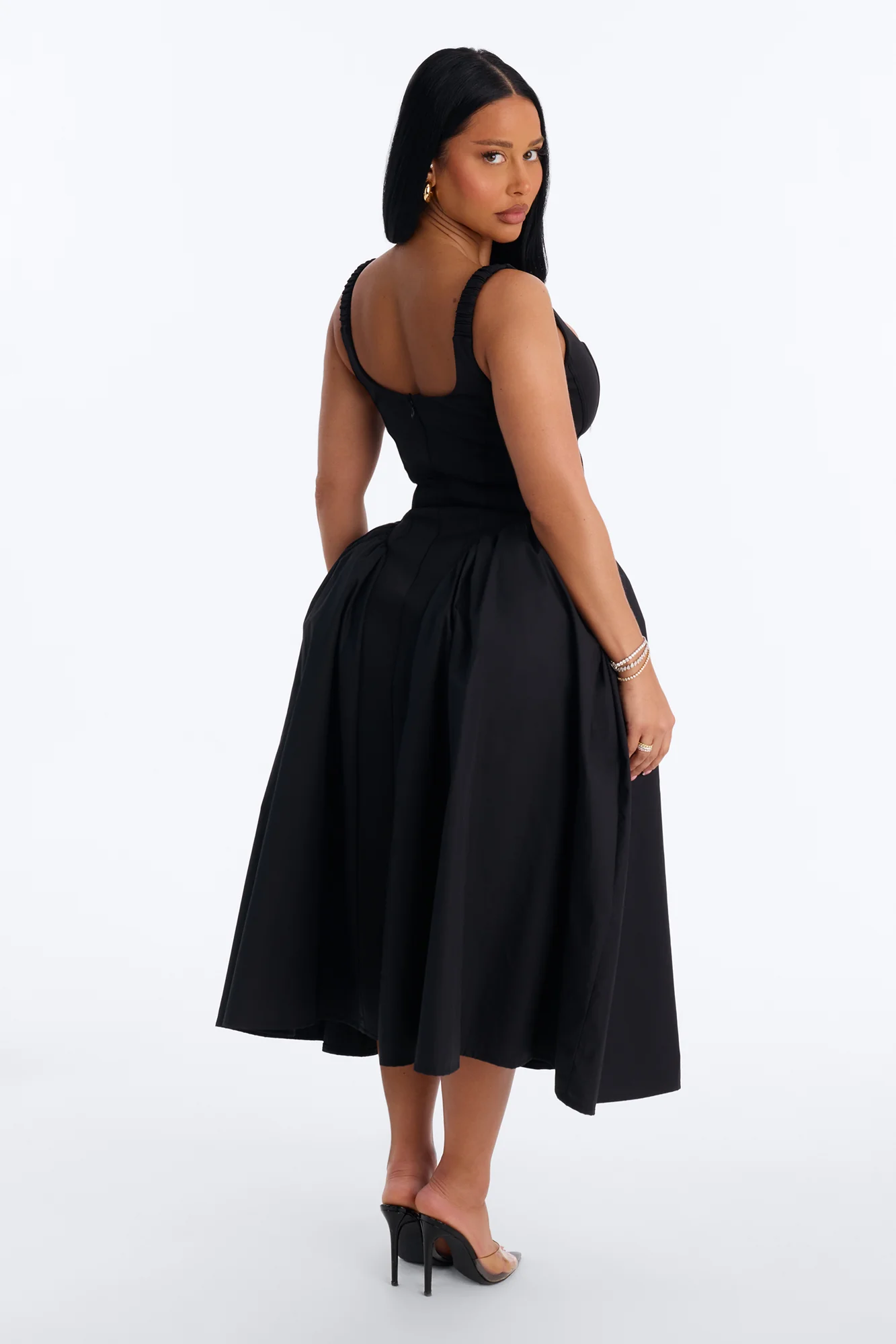 Renna Corset Midi Dress - Black - Image 4
