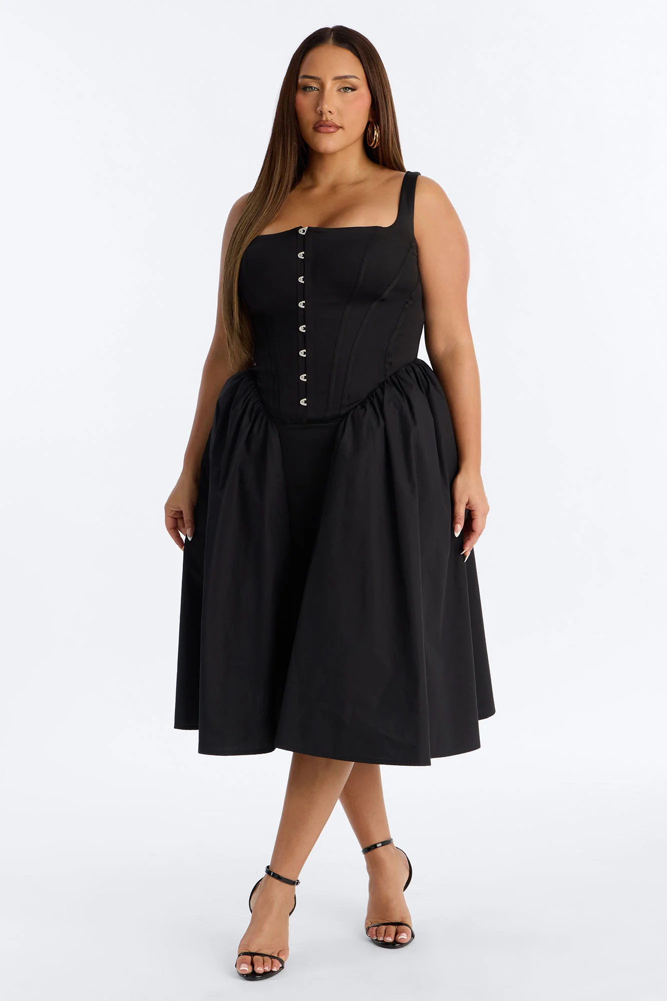 Renna Corset Midi Dress - Black - Image 5