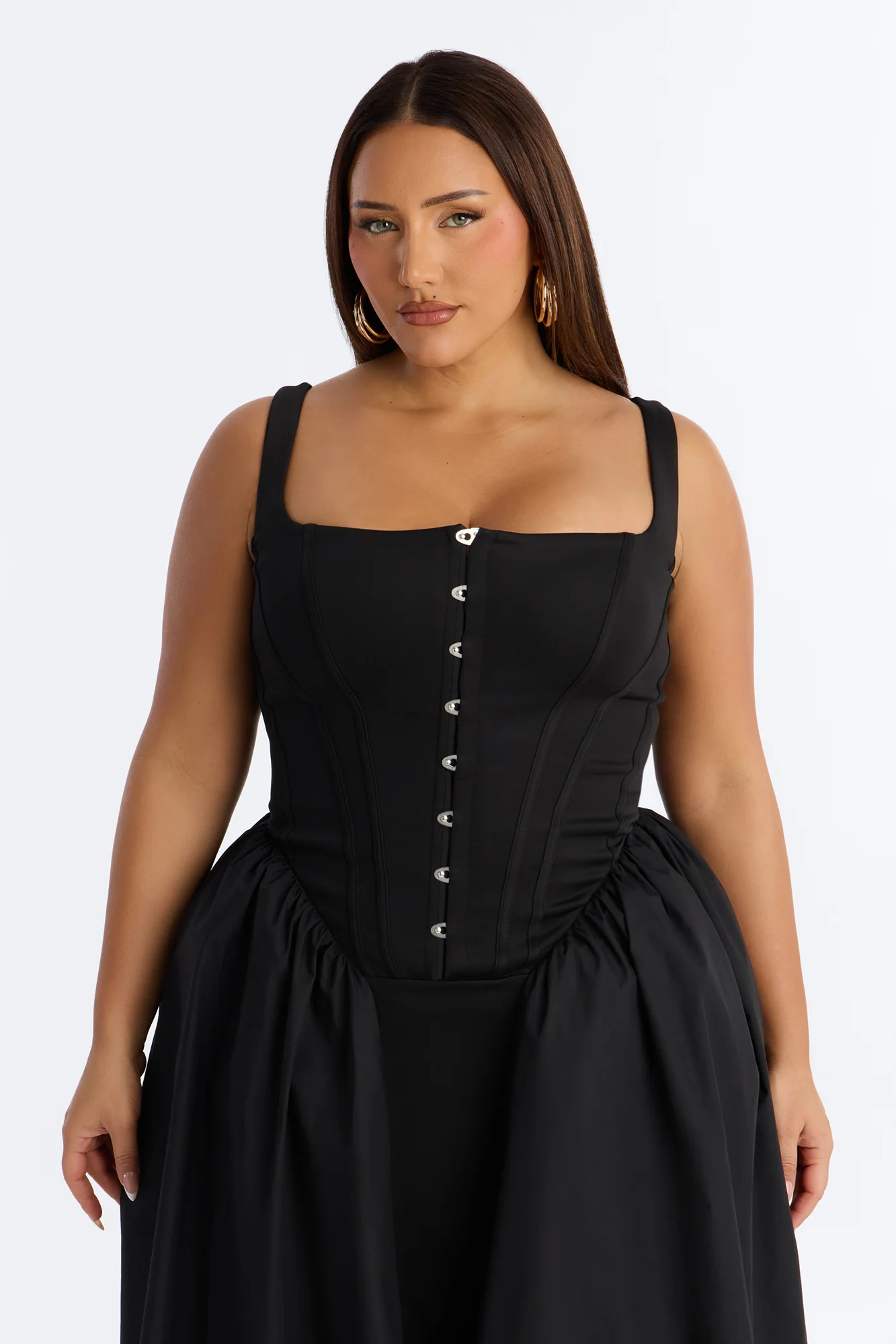 Renna Corset Midi Dress - Black - Image 6