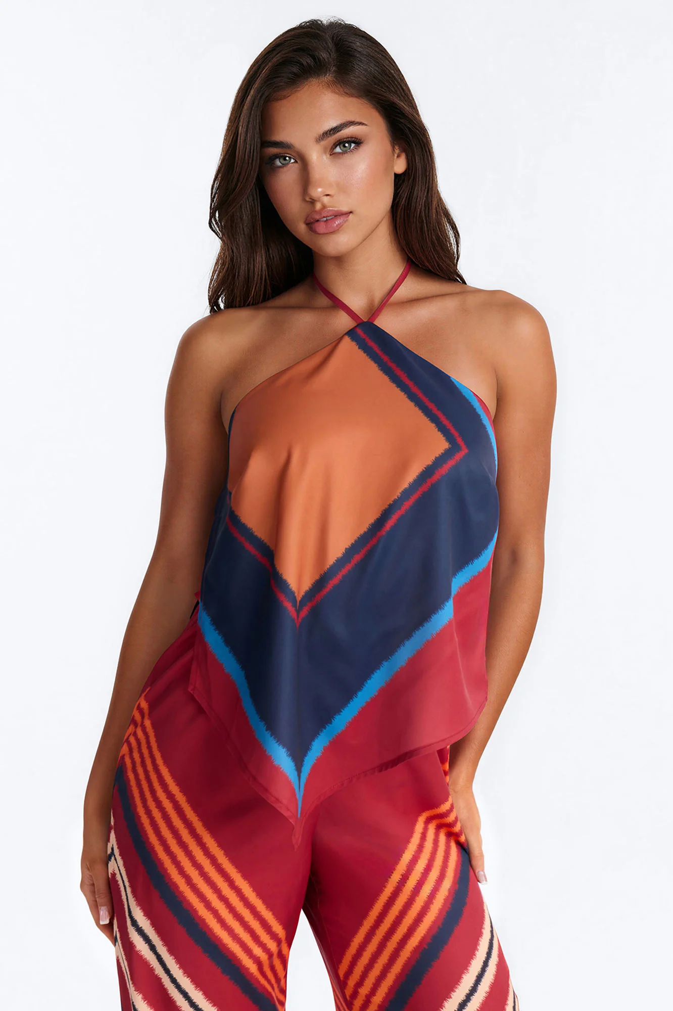 Resort Escape Satin Wide Leg Jumpsuit - Rust - Image 2