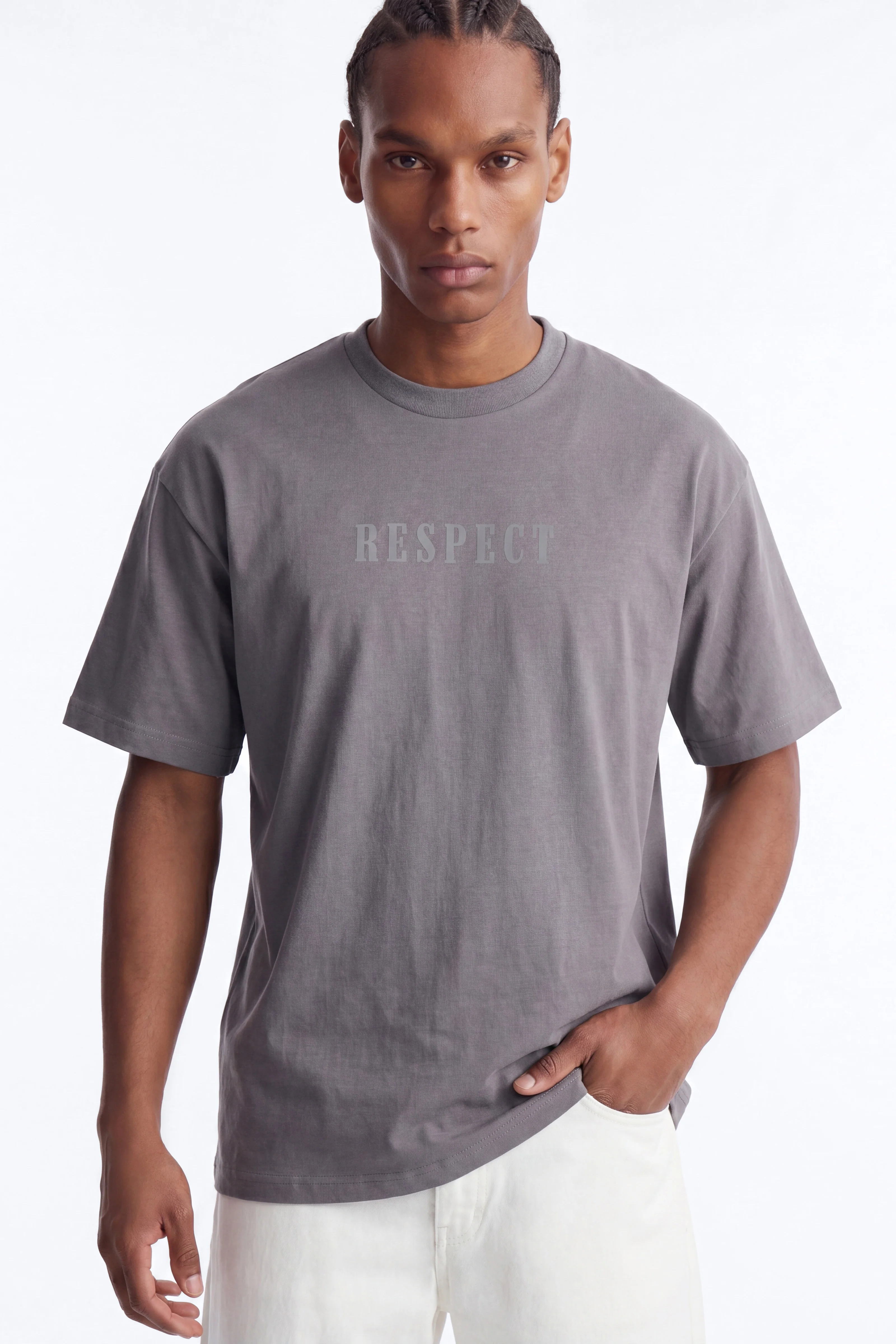 Respect Heavy Weight Oversized Short Sleeve Tee - Grey
